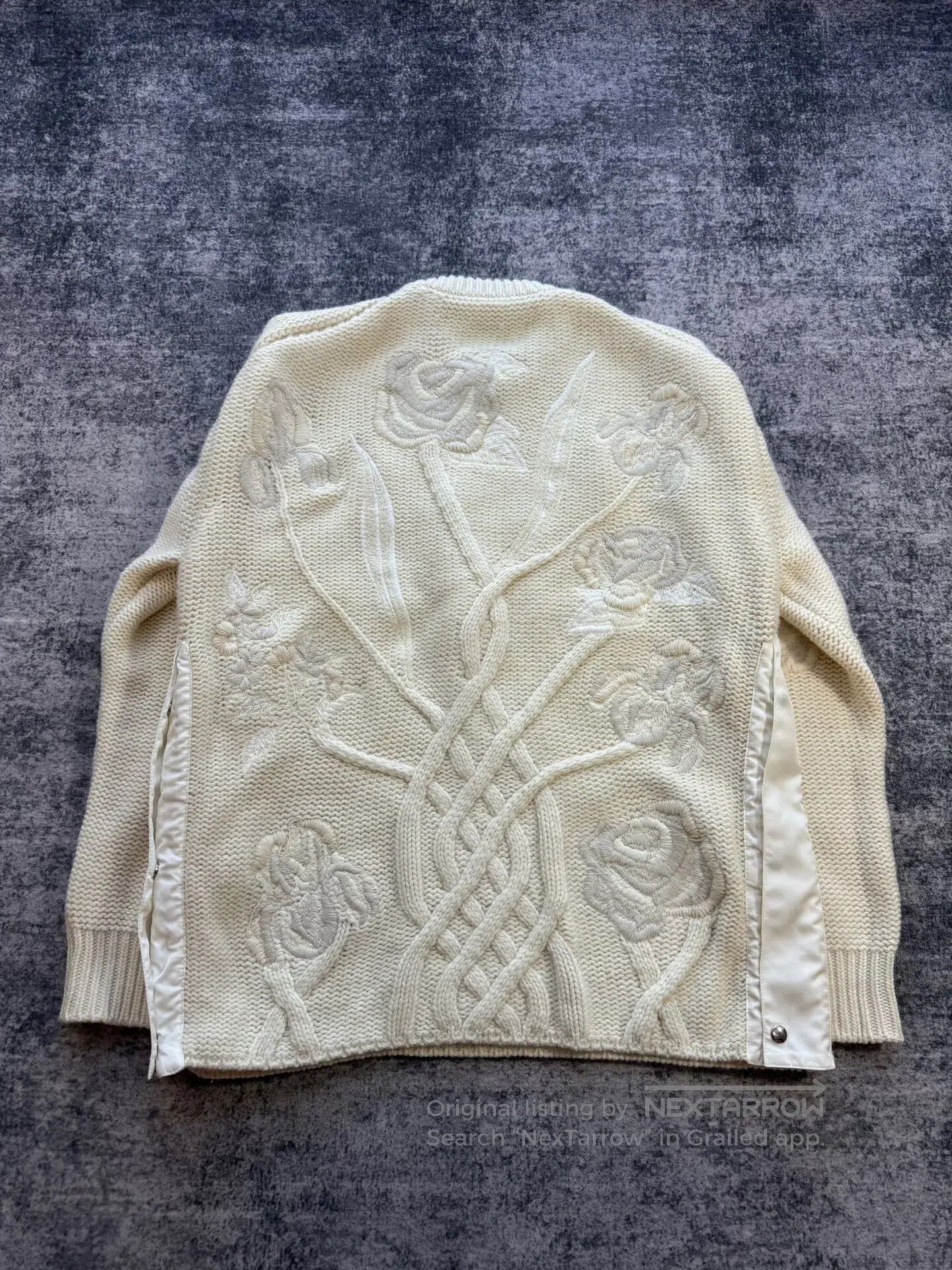 Dior Dior Heavy-Duty Rose Embroidery Wool Cashmere Sweater| Size L / US 10 / IT 46 - 2 Thumbnail