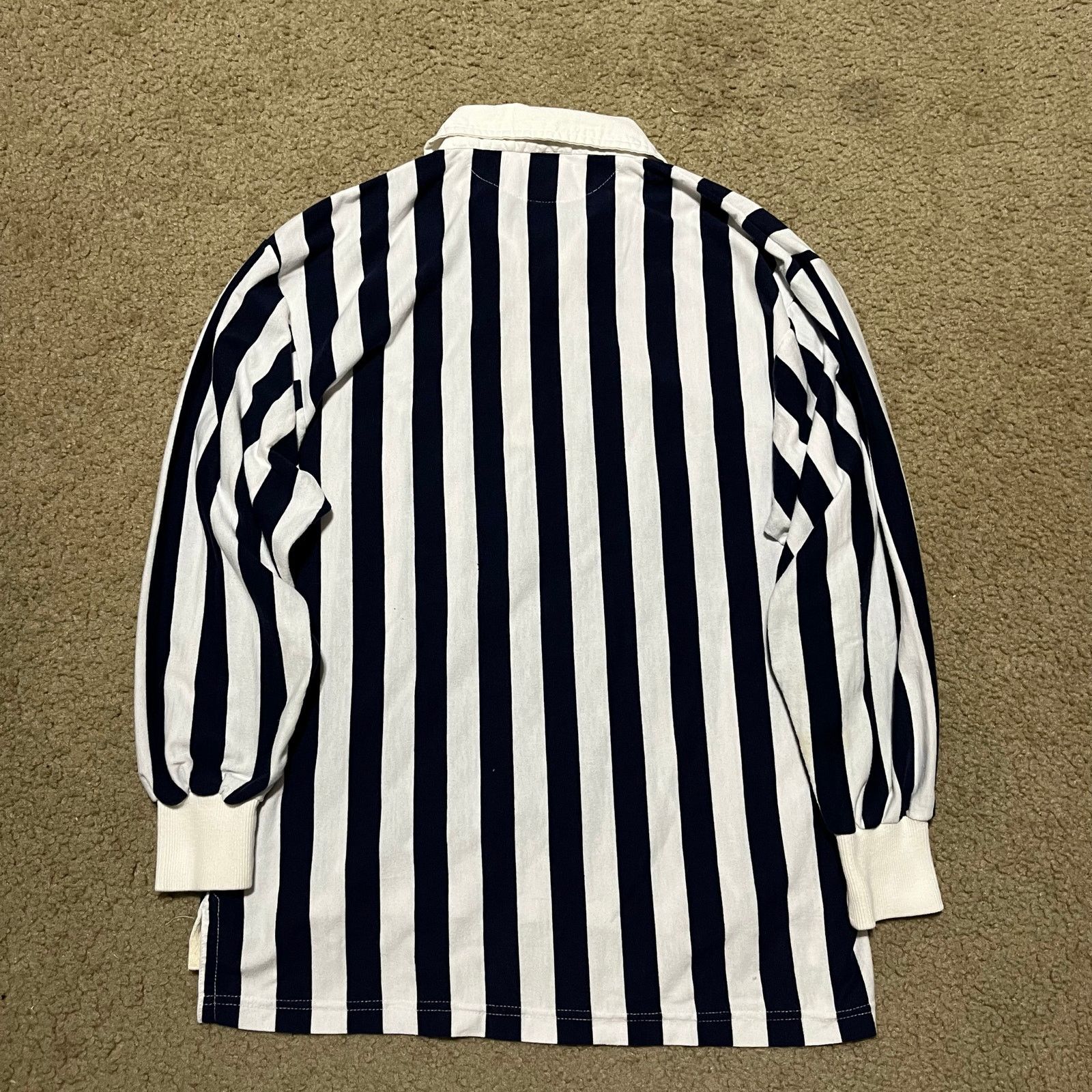 Nutmeg Vintage Nutmeg Auburn Navy/White Pinstriped Long Sleeve Polo Size US S / EU 44-46 / 1 - 2 Thumbnail