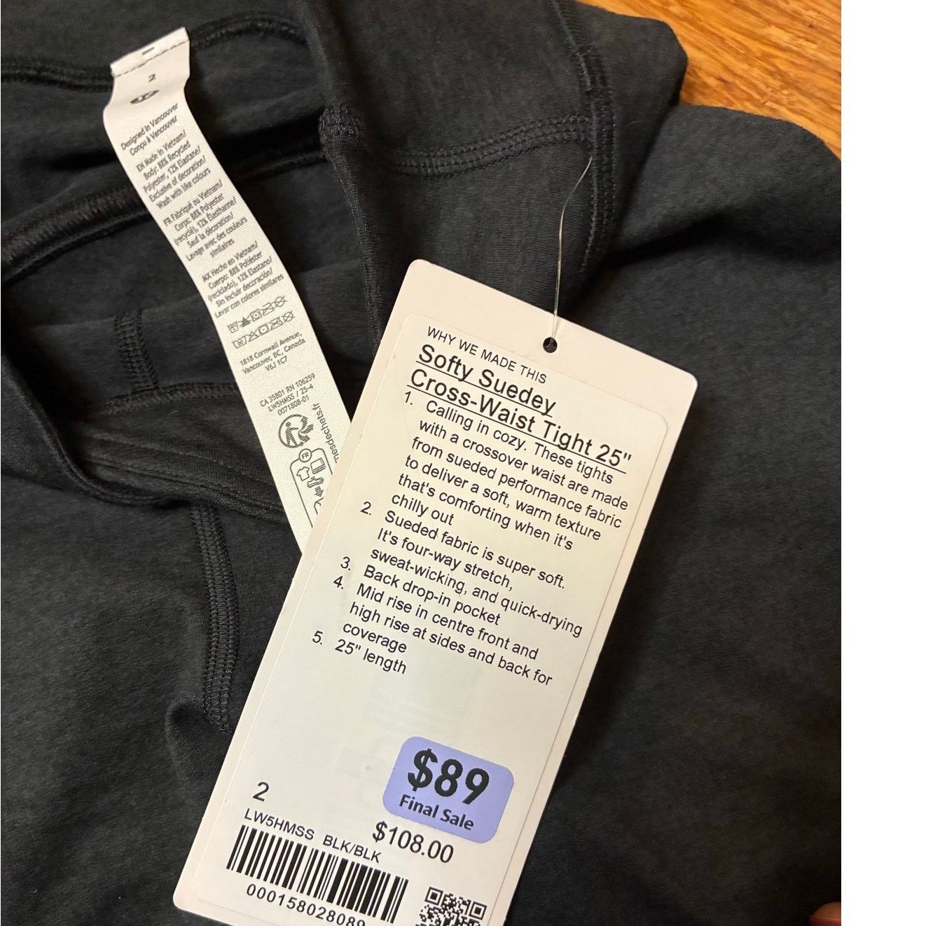 Lululemon Lululemon Softy Suedey Cross-Waist Tight 25" Black Size 2 Size 26" / US 2 / IT 38 - 6 Thumbnail