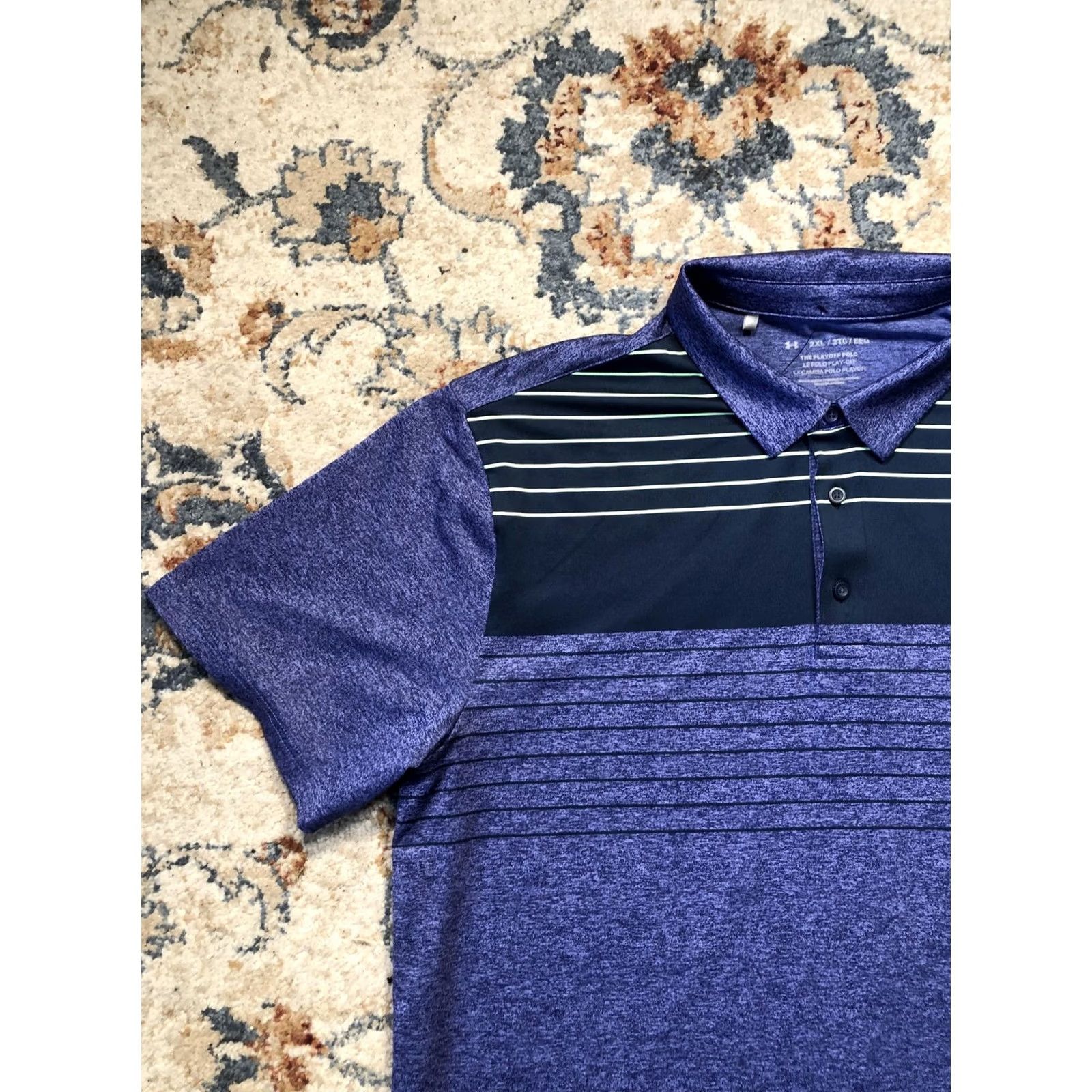 Under Armour Under Armour Polo Shirt Mens 2XL Blue The Playoff Polo Golf Performance Striped Short Sleeve Collared Shirts Mens Size US XXL / EU 58 / 5 - 3 Thumbnail