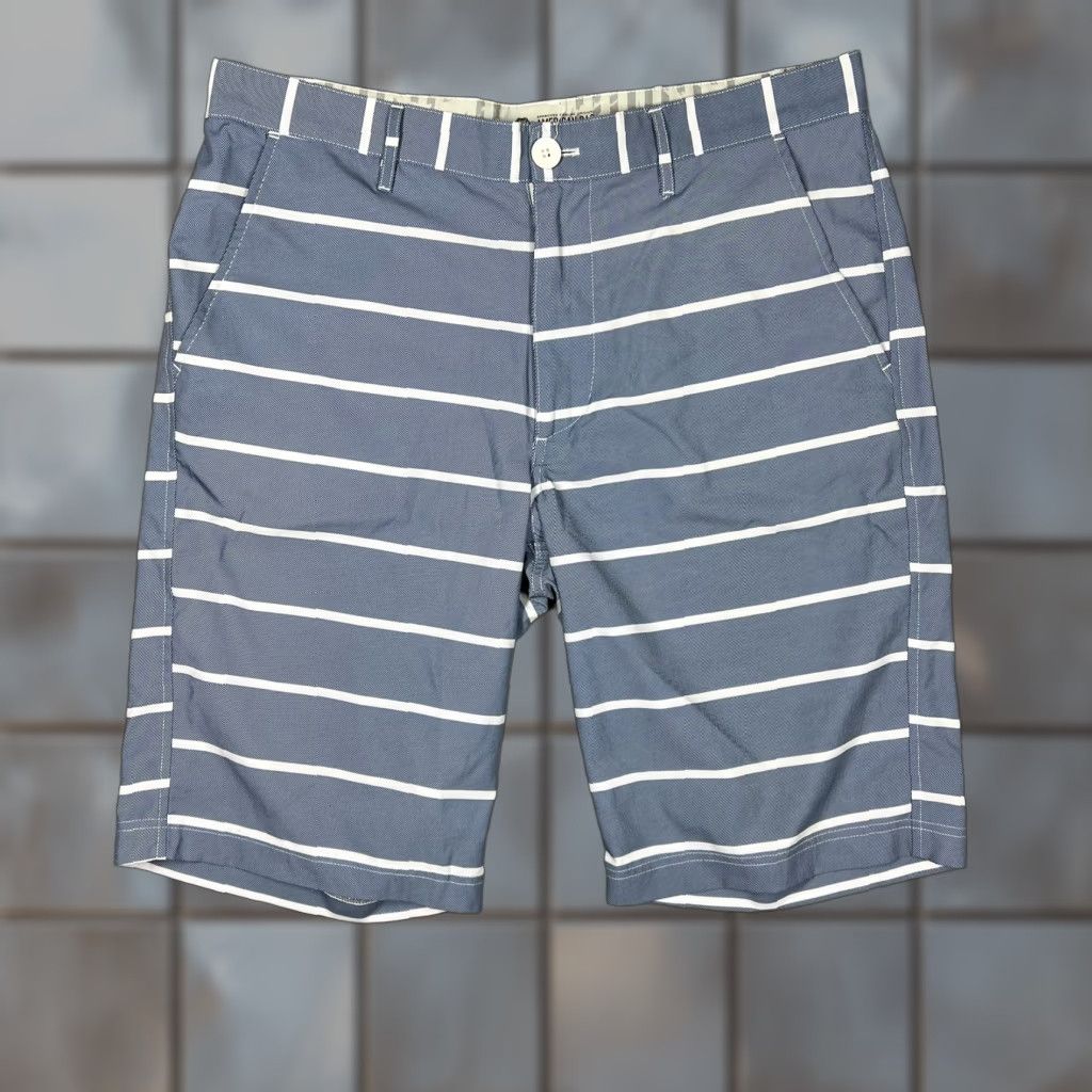 Vintage American Rag Cie Surf & City Hybrid Board Shorts Men 34 Blue White Striped Bermuda Pockets Casual Light Polyester Spandex Size US 36 / EU 52 - 1 Thumbnail
