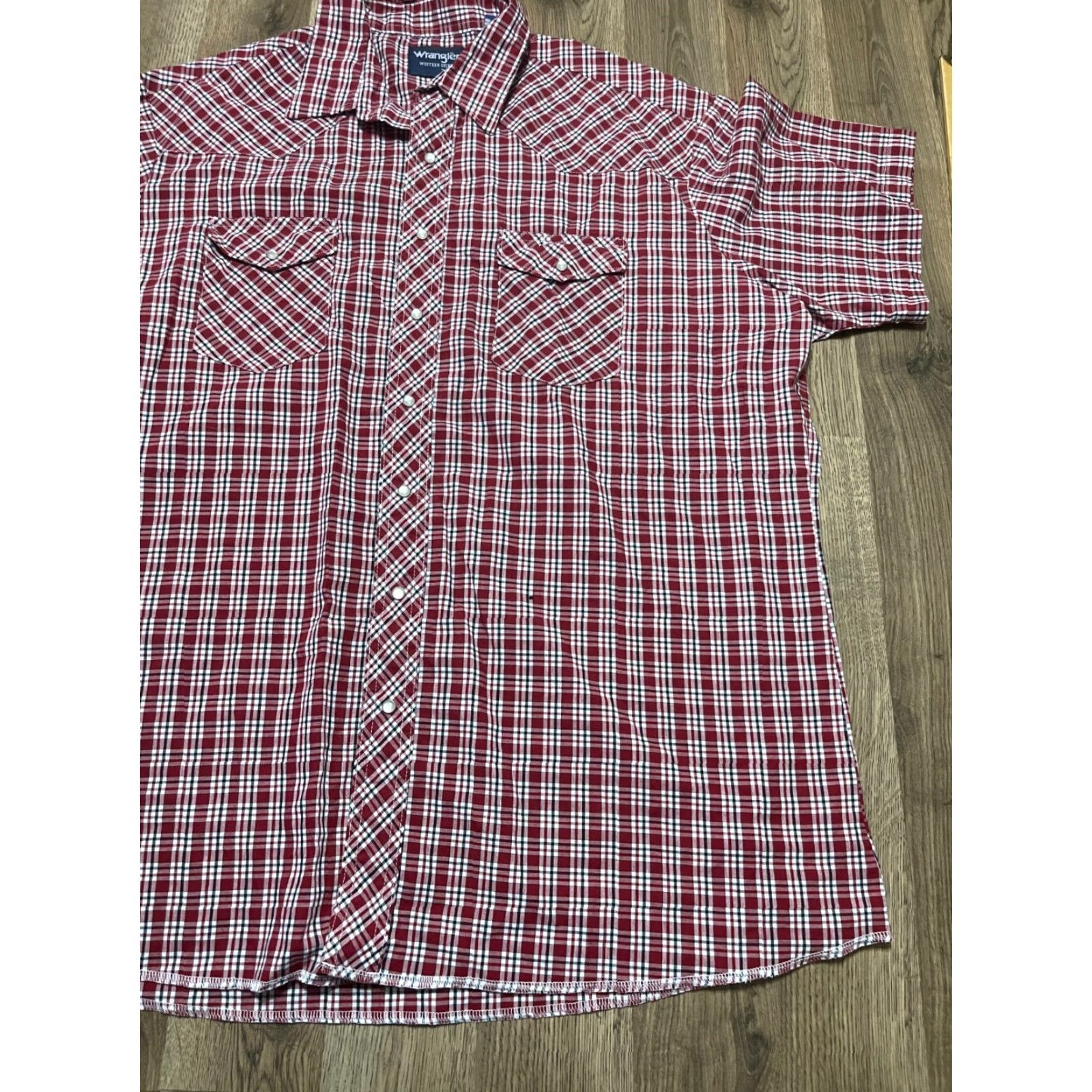 Wrangler Wrangler Shirt Mens 2XL Red White Plaid Button Up Western Shirt Size US XXL / EU 58 / 5 - 4 Thumbnail