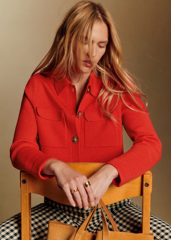 Sezane La Maille Sezane Betty Cardigan Coral Red Merino Wool Size M Size M / US 6-8 / IT 42-44 - 4 Thumbnail