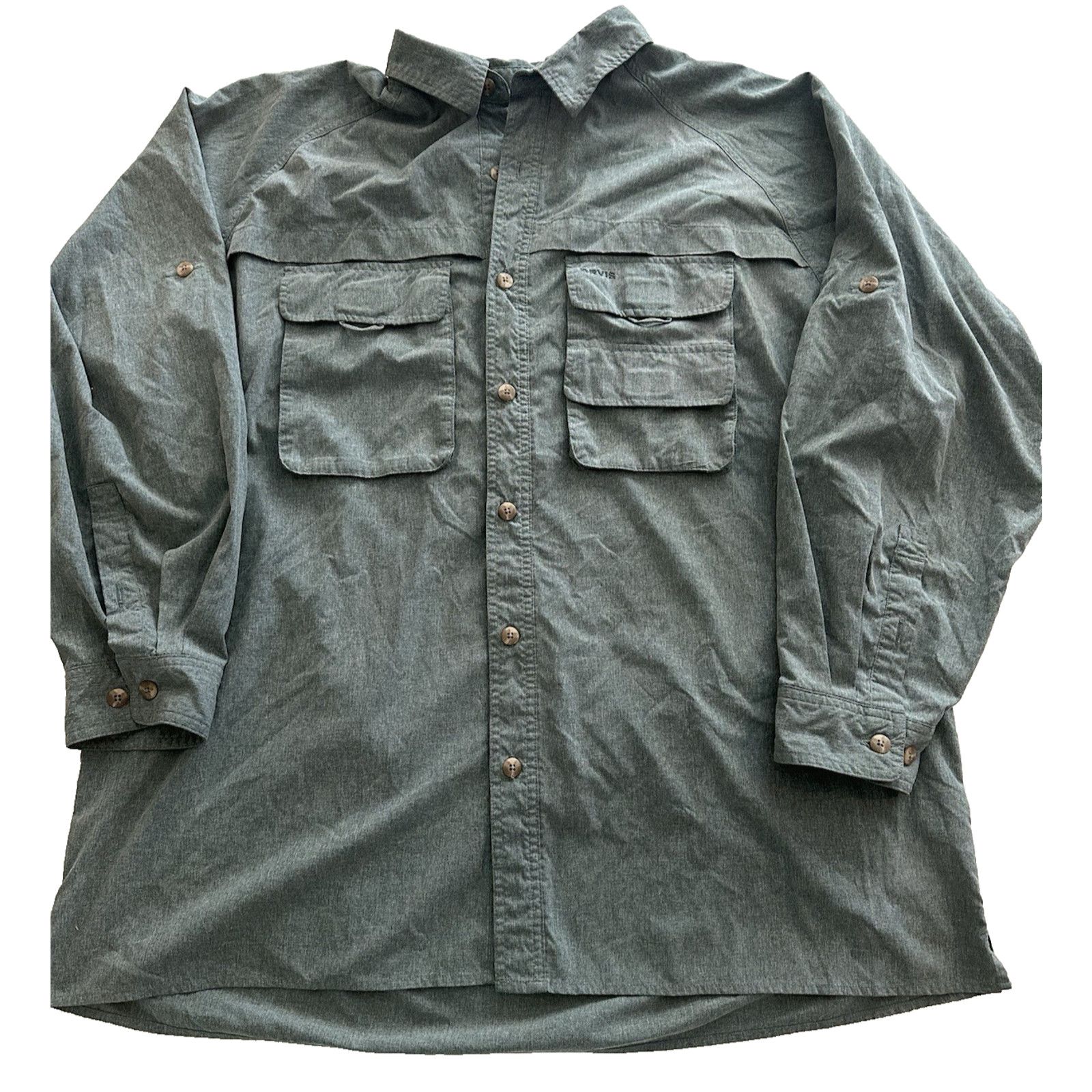 Orvis Orvis Green Long Sleeve Roll Tab Button Shirt XL Gorpcore Size US XL / EU 56 / 4 - 1 Thumbnail