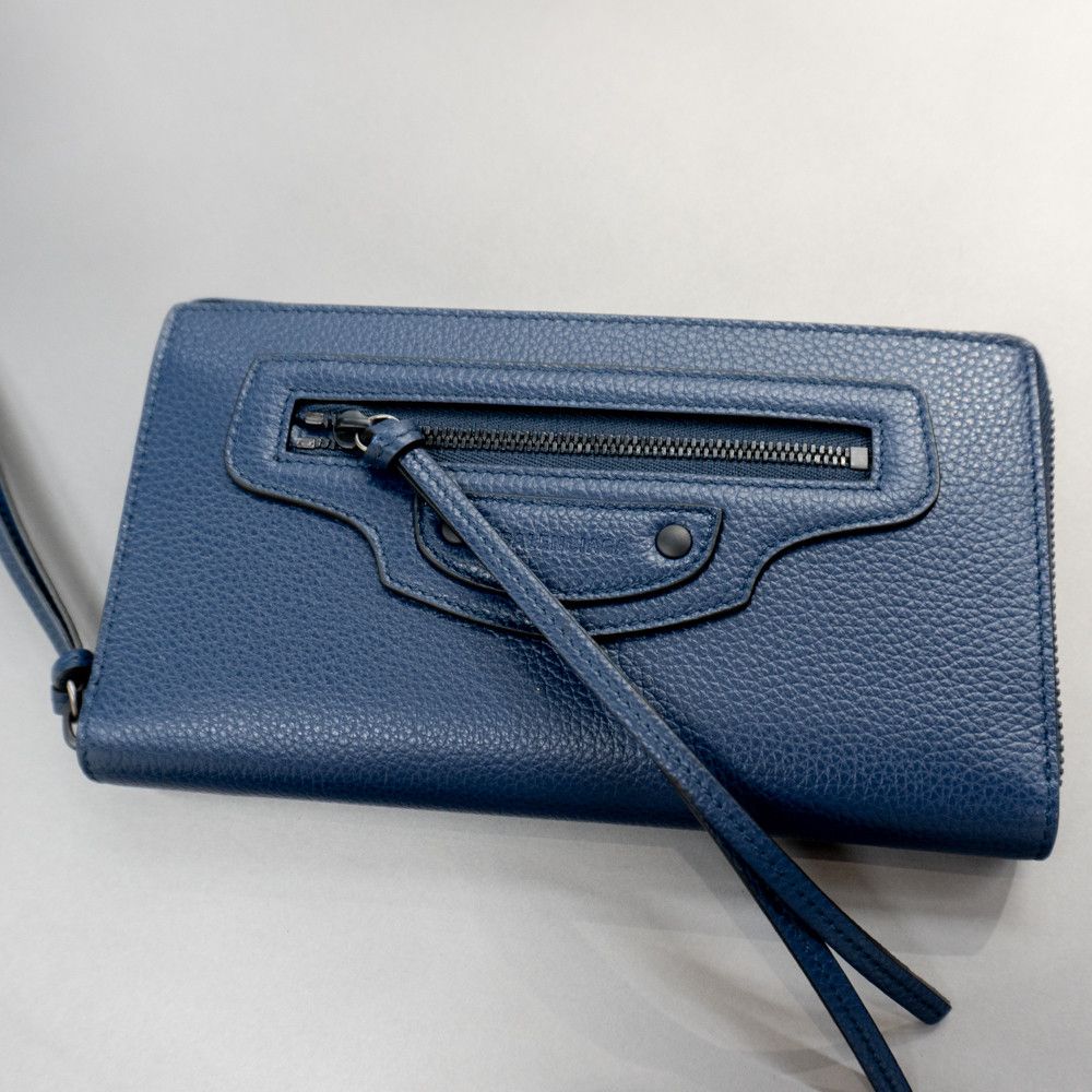 image of Balenciaga O1In1G1223 Zip Wallet In Dark Blue, Men's