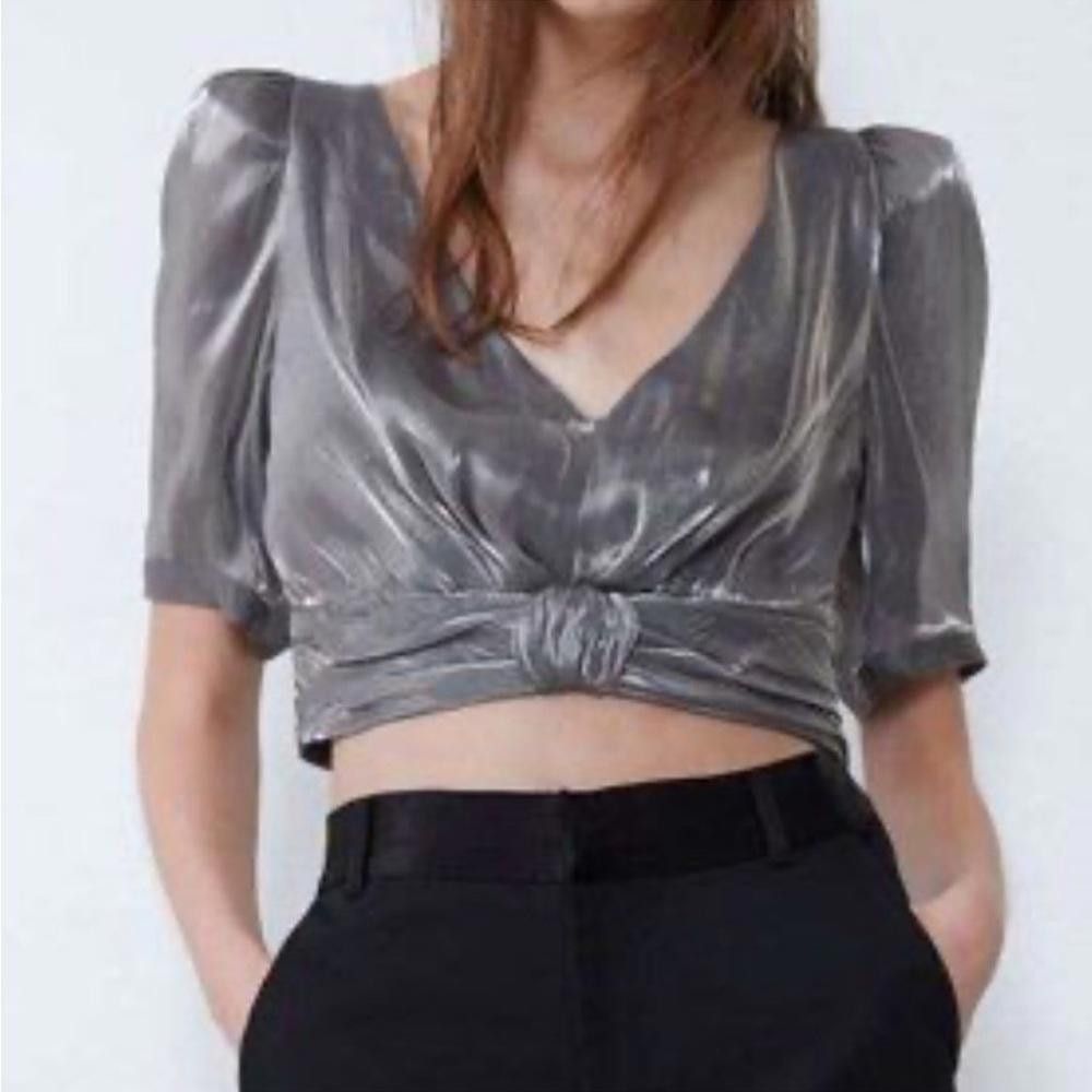 Zara Zara l NWT Metallic Effect Crop Top Medium Size M / US 6-8 / IT 42-44 - 9 Thumbnail