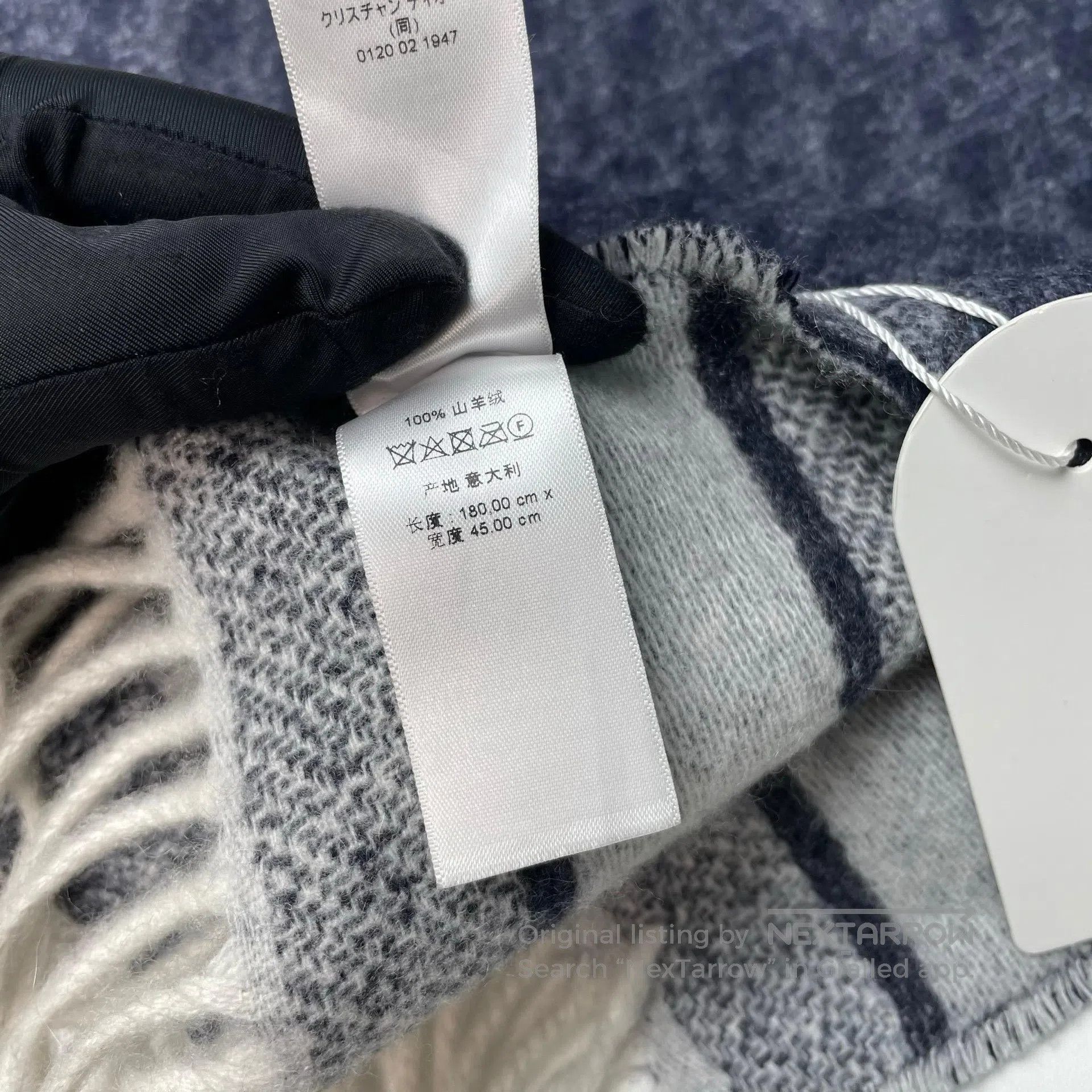 Dior Dior Navy blue cashmere fringed scarf| Size ONE SIZE - 9 Thumbnail