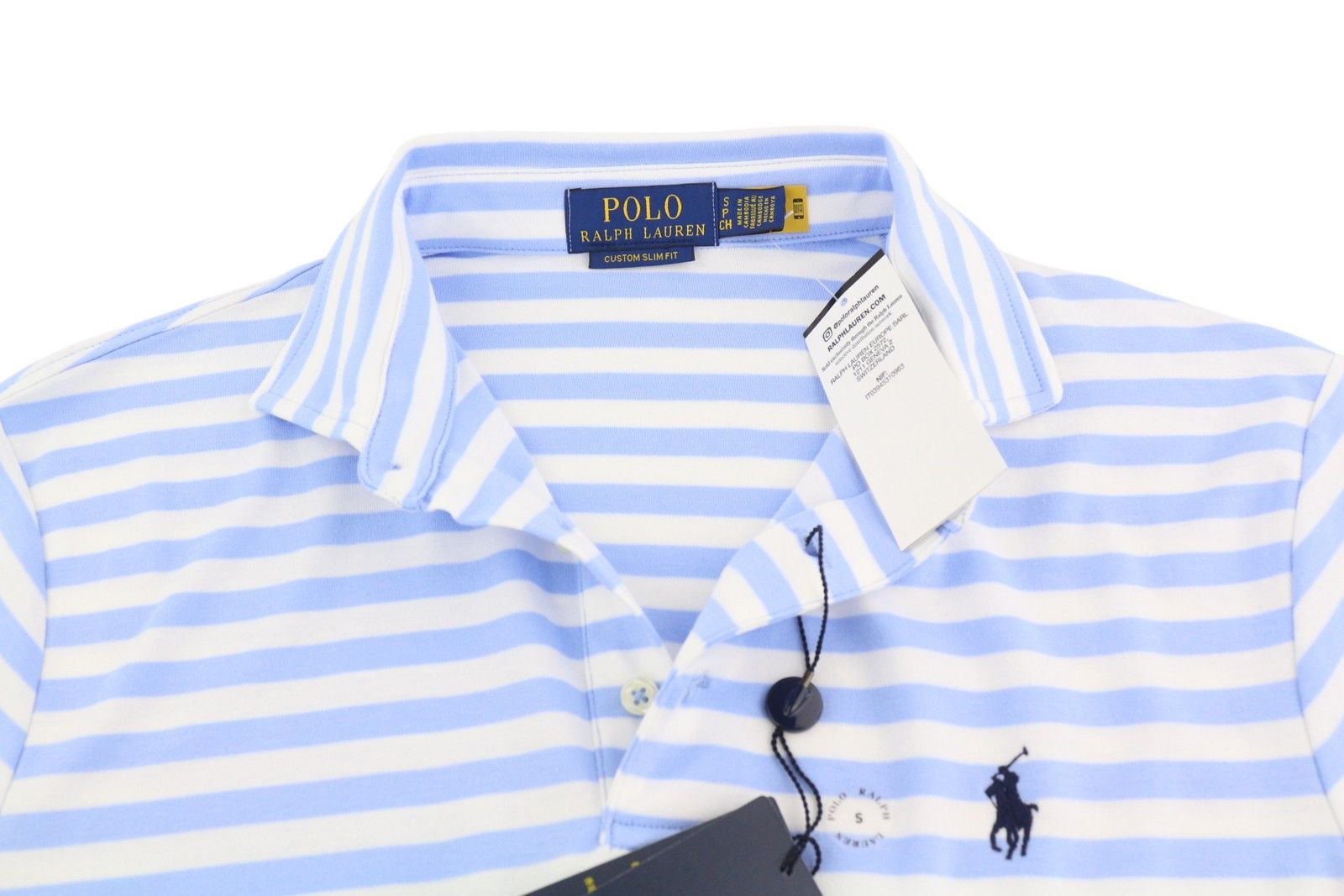 Polo Ralph Lauren CUSTOM SLIM FIT S Blue Stripe Short Sleeve T-Shirt 84552 Size US S / EU 44-46 / 1 - 4 Thumbnail