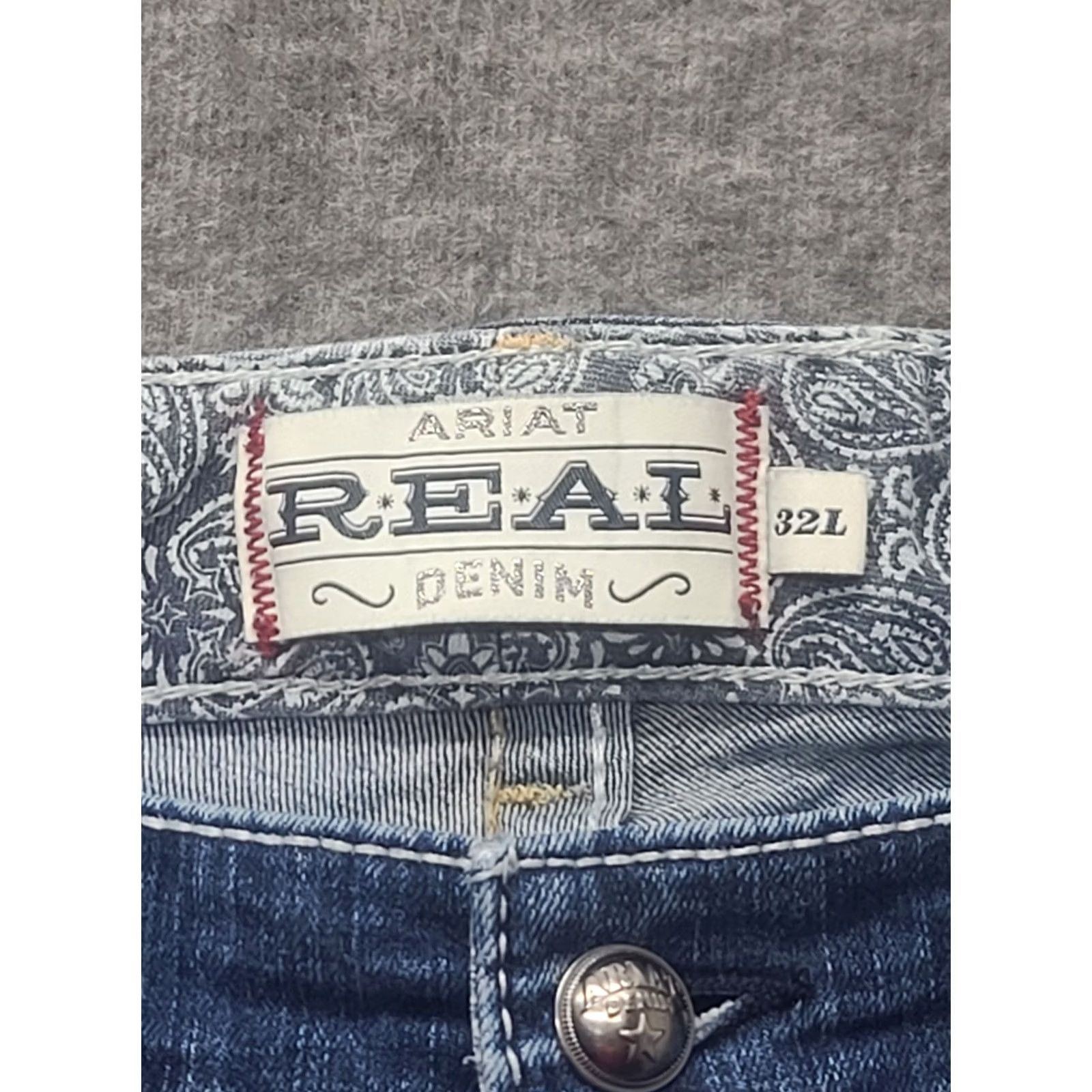Ariat Ariat REAL Denim Jeans Womens 32x33 Regular Bootcut Stretch Distressed Blue Jeans Regular Fit Cowboy Horse Rodeo Cowgirl Mens Girls Size 24" / US 00 / IT 34 - 2 Thumbnail