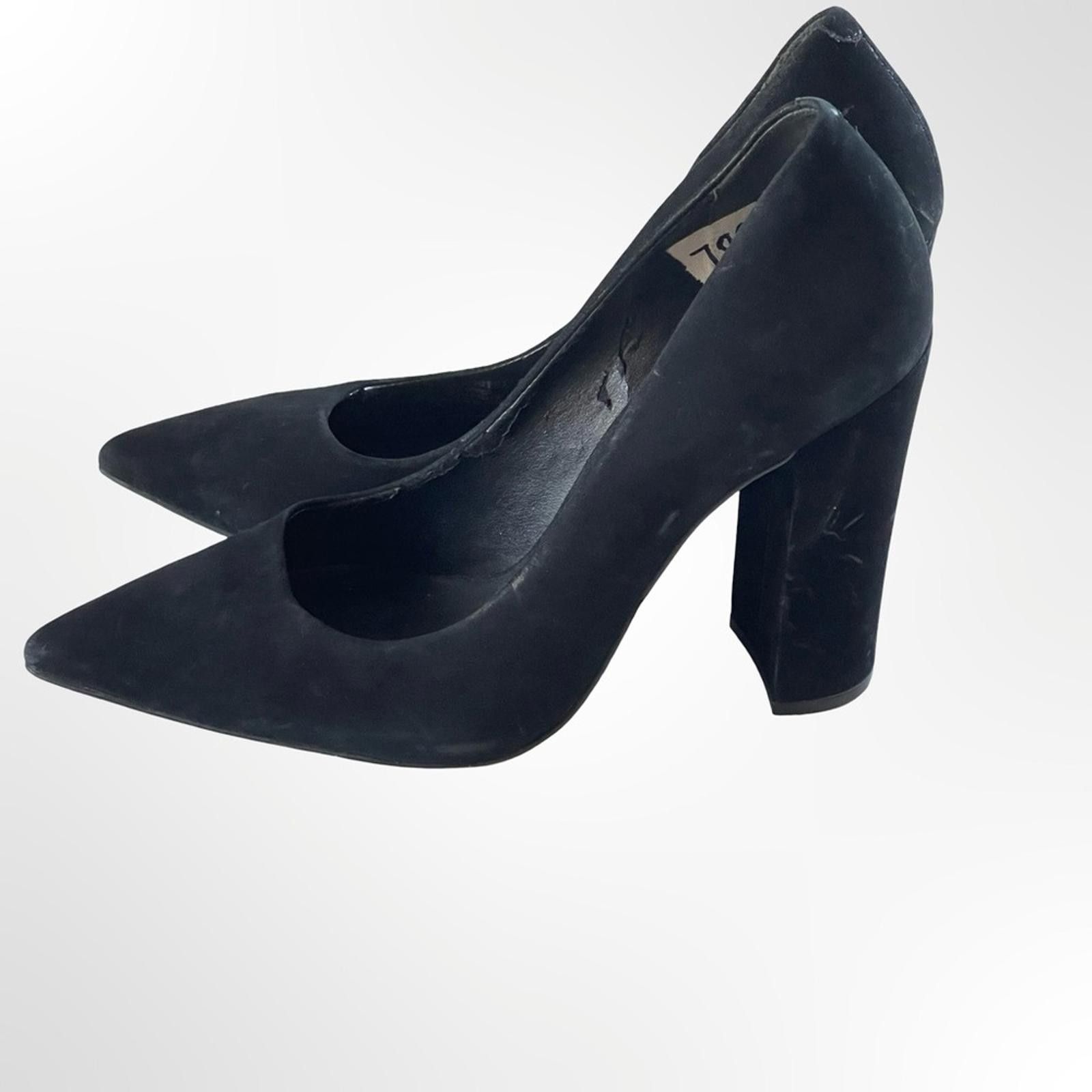 Steve Madden Steve Madden Black Suede Pointed Toe Block Heel Pumps Size US 8 / IT 38 - 3 Thumbnail
