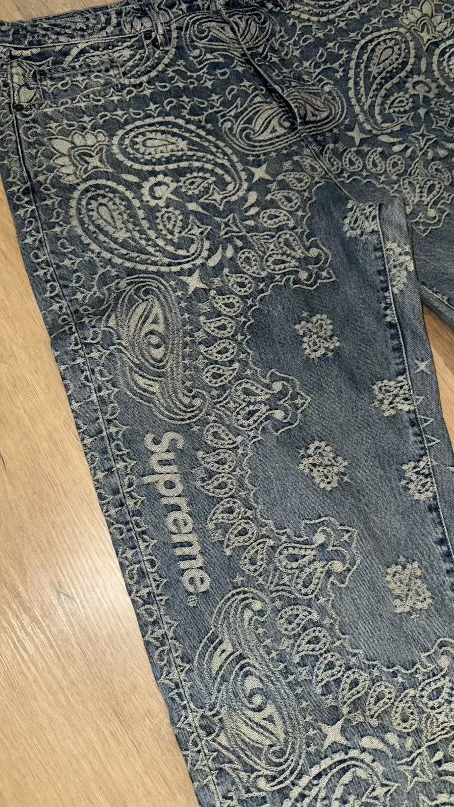 Supreme Supreme Bandana Jacquard Baggy Jeans Blue | Grailed