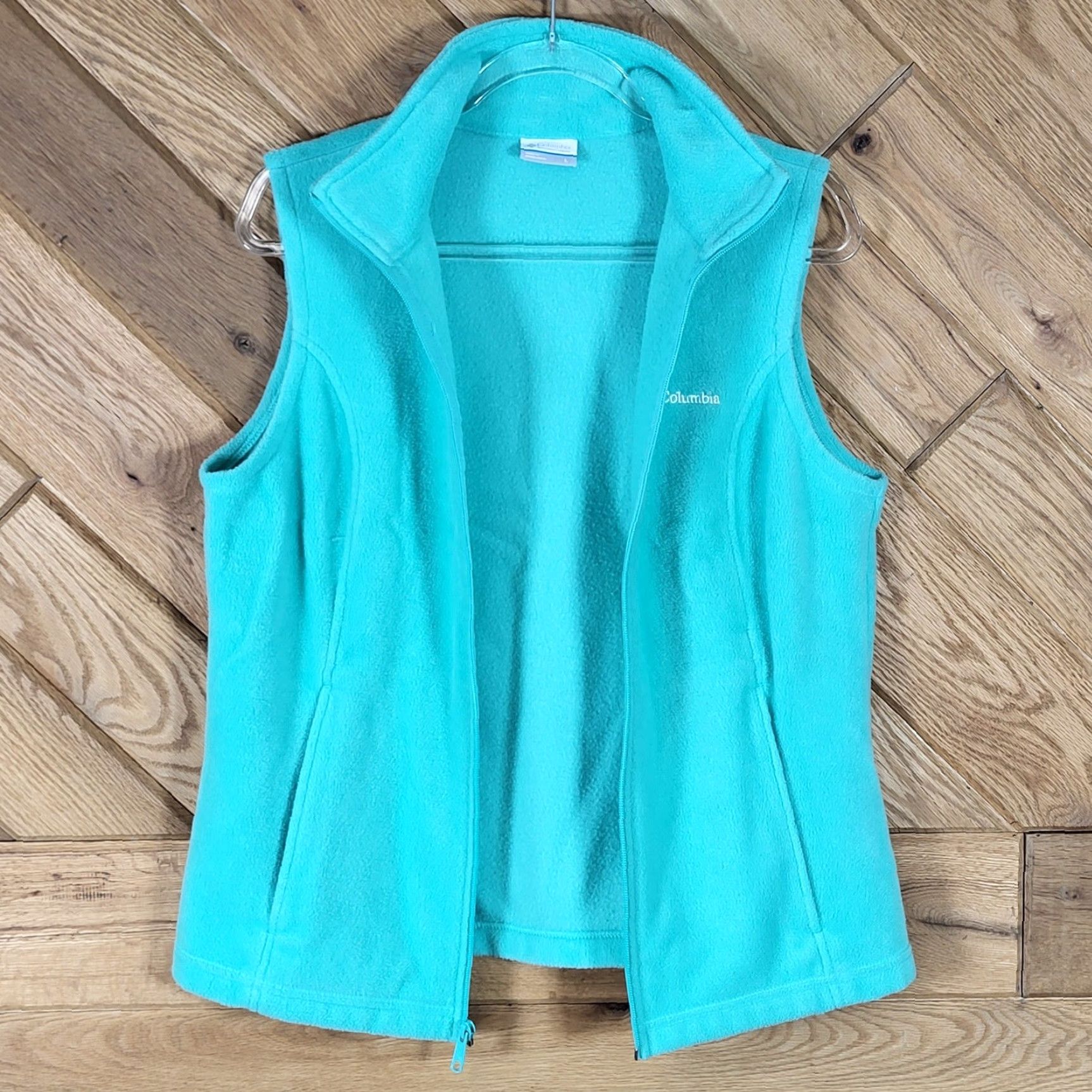 Vintage Columbia Fleece Vest Womens Large Full Zip Sleeveless Turquoise Blue Vest Size L / US 10 / IT 46 - 3 Thumbnail