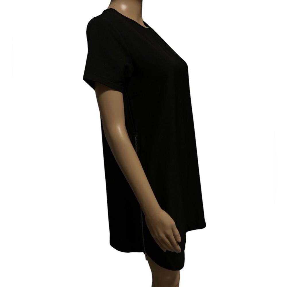 Designer REVAMPED Black T-Shirt Dress with Side Zips Size XS / US 0-2 / IT 36-38 - 3 Thumbnail
