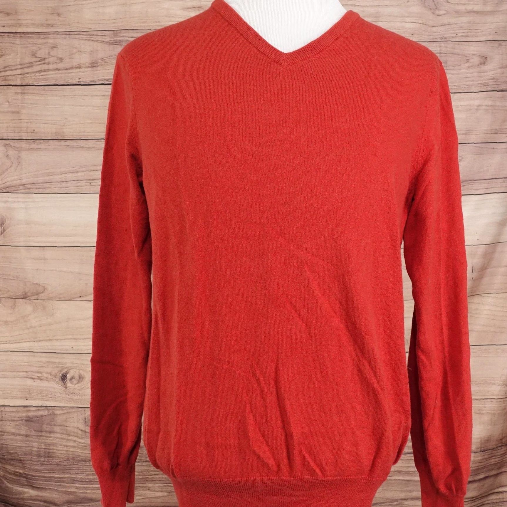 J.Crew J.CREW Sweater Mens M Red V-Neck Cotton Cashmere Knit Pullover Long Sleeve Size US M / EU 48-50 / 2 - 3 Thumbnail