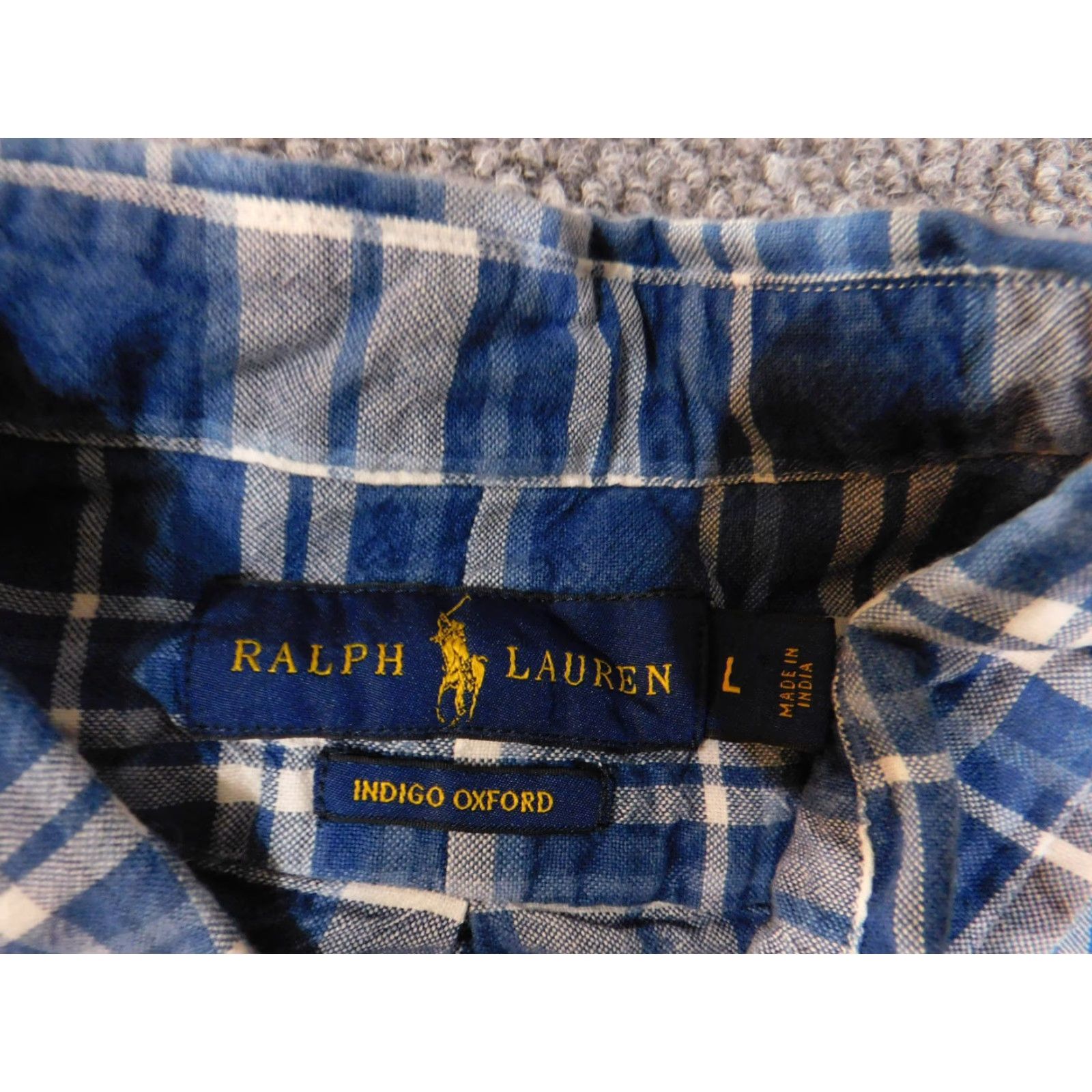 Ralph Lauren Ralph Lauren Shirt Mens Large Blue Plaid Short Sleeve Button-Up Pocket Casual Stretched Regular Collar Down Vintage No Size US L / EU 52-54 / 3 - 4 Thumbnail