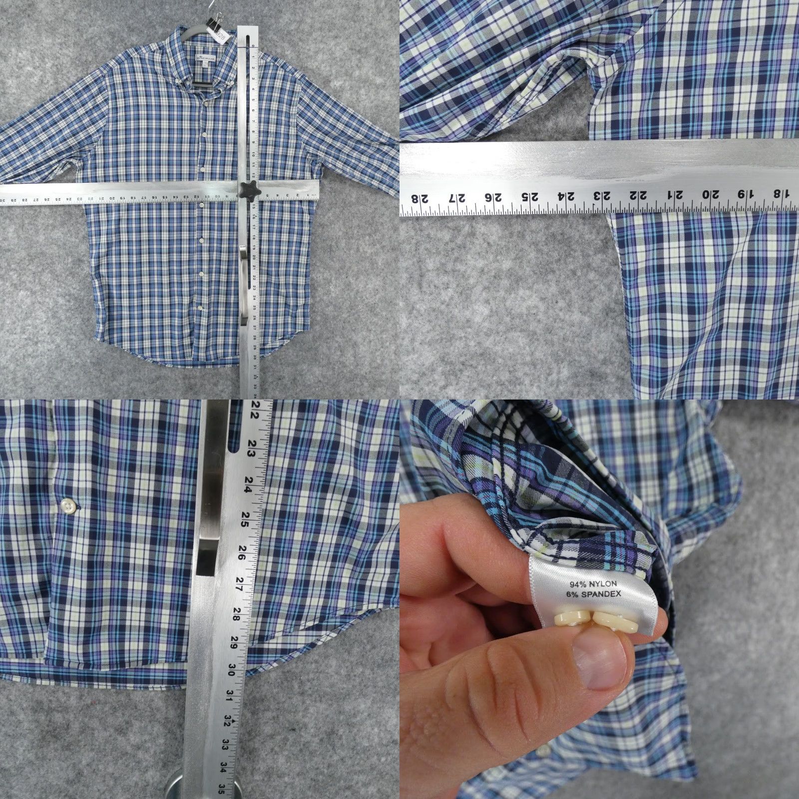 Peter Millar Peter Millar Shirt Men L Long Sleeve Button Up Blue Plaid Lightweight Size US L / EU 52-54 / 3 - 8 Thumbnail