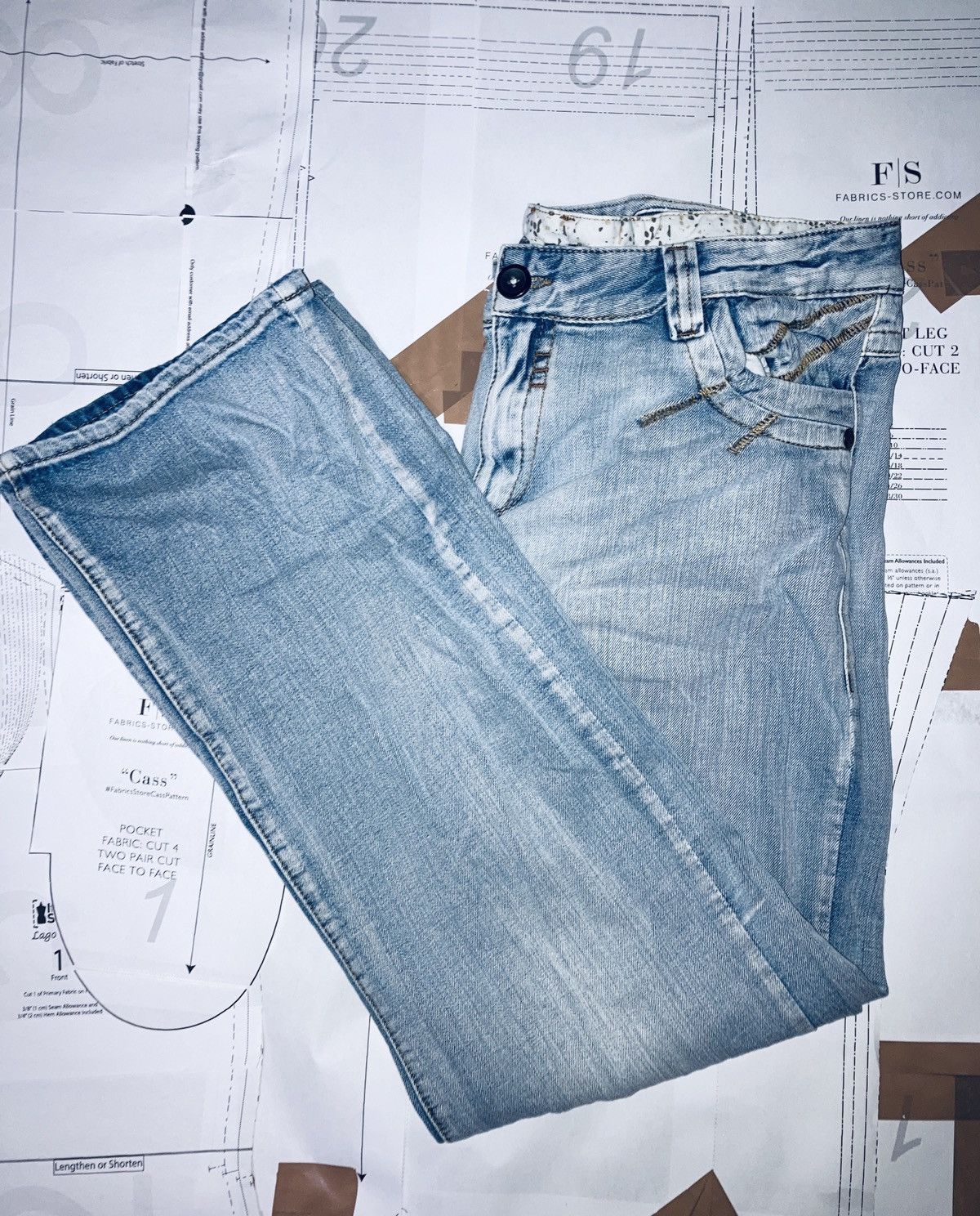 image of Hysteric Glamour x Vintage Bauhaus Claw-Mark Denim in Blue/White, Men's (Size 38)