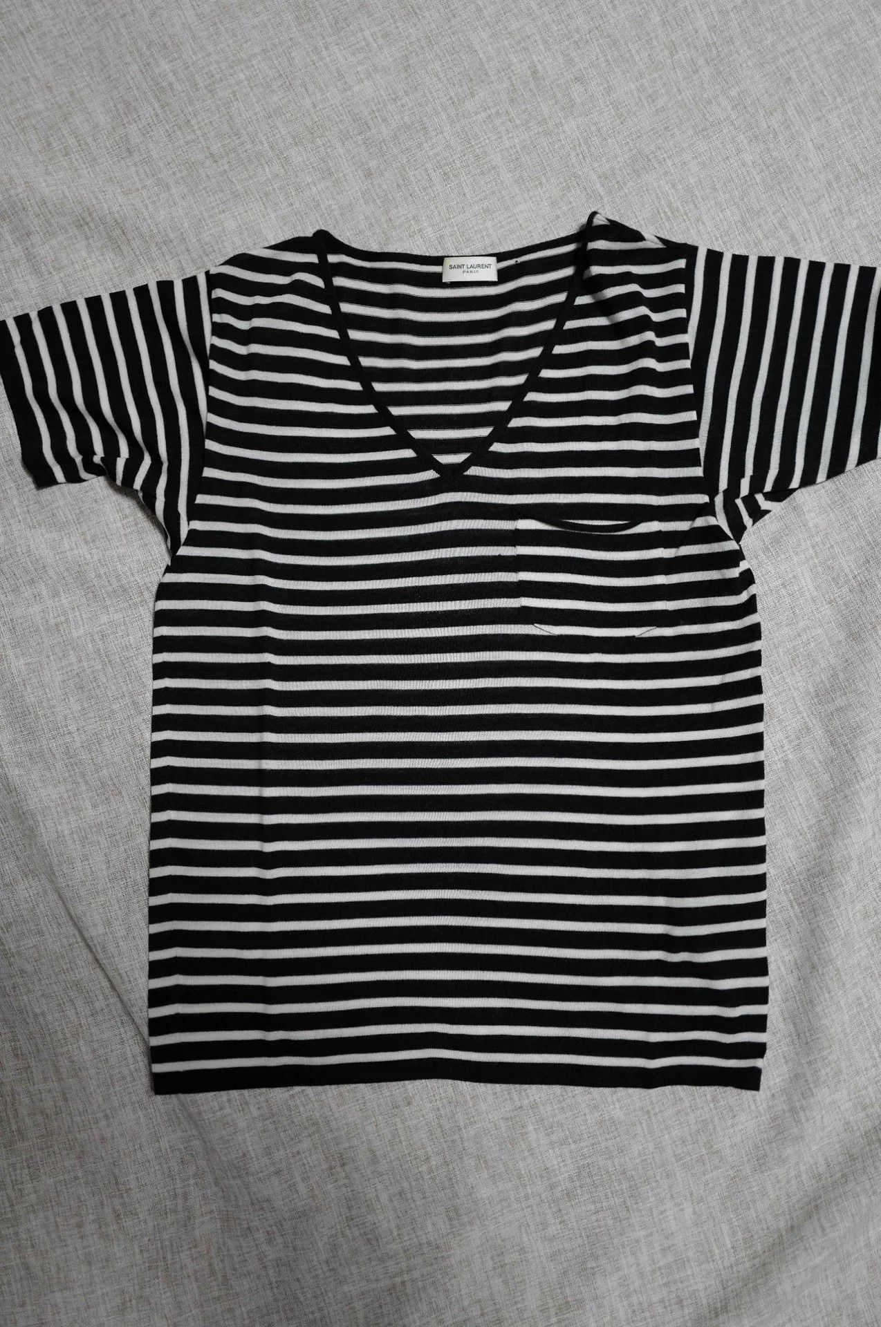 Saint Laurent Paris Saint Laurent Black and White Striped T-Shirt. Size US S / EU 44-46 / 1 - 1 Thumbnail