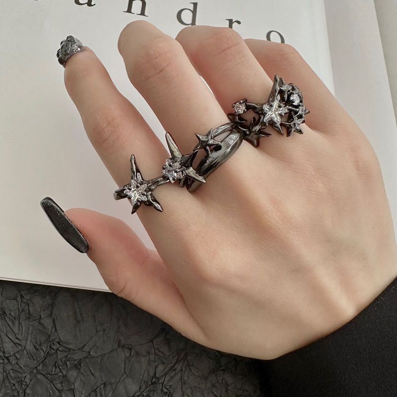Jewelry Star Hip-hop Jewelry Rings Open Size Chrome Ring (Size 7-13) Size ONE SIZE - 2 Thumbnail