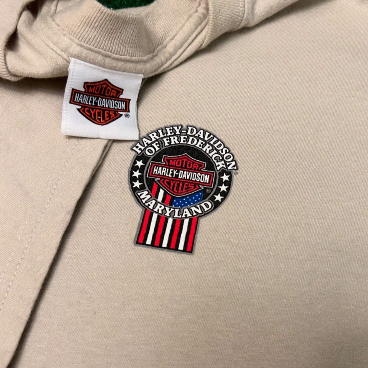 Harley Davidson VINTAGE Harley-Davidson Support Your Troops Biker 2012 Shirt Mens XL Maryland Beige 90s USA Maryland Mens XL Size US XL / EU 56 / 4 - 3 Thumbnail