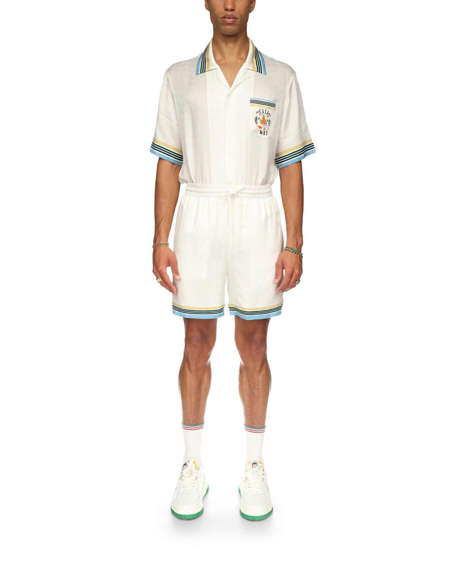 Casablanca o1mle0326 Drawstring Silk Shorts Casa Way in White Size US 30 / EU 46 - 4 Thumbnail