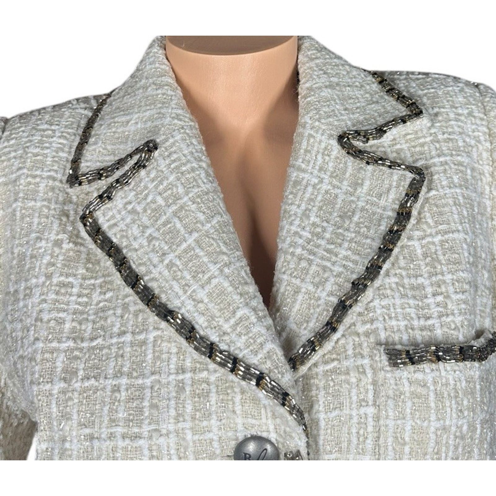 Rachel Zoe Womens Luxe Rachel Zoe Boucle Jacket with Beaded Trim RLZ 12 Size XL / US 12-14 / IT 48-50 - 2 Thumbnail