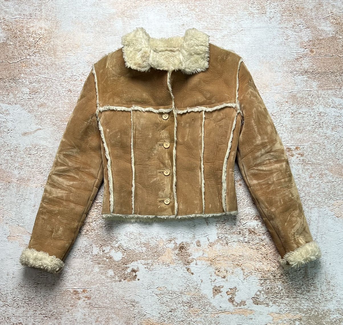 image of Avant Garde x Vintage Japanese Shearling Suede Jacket in Brown, Women's (Size XS)