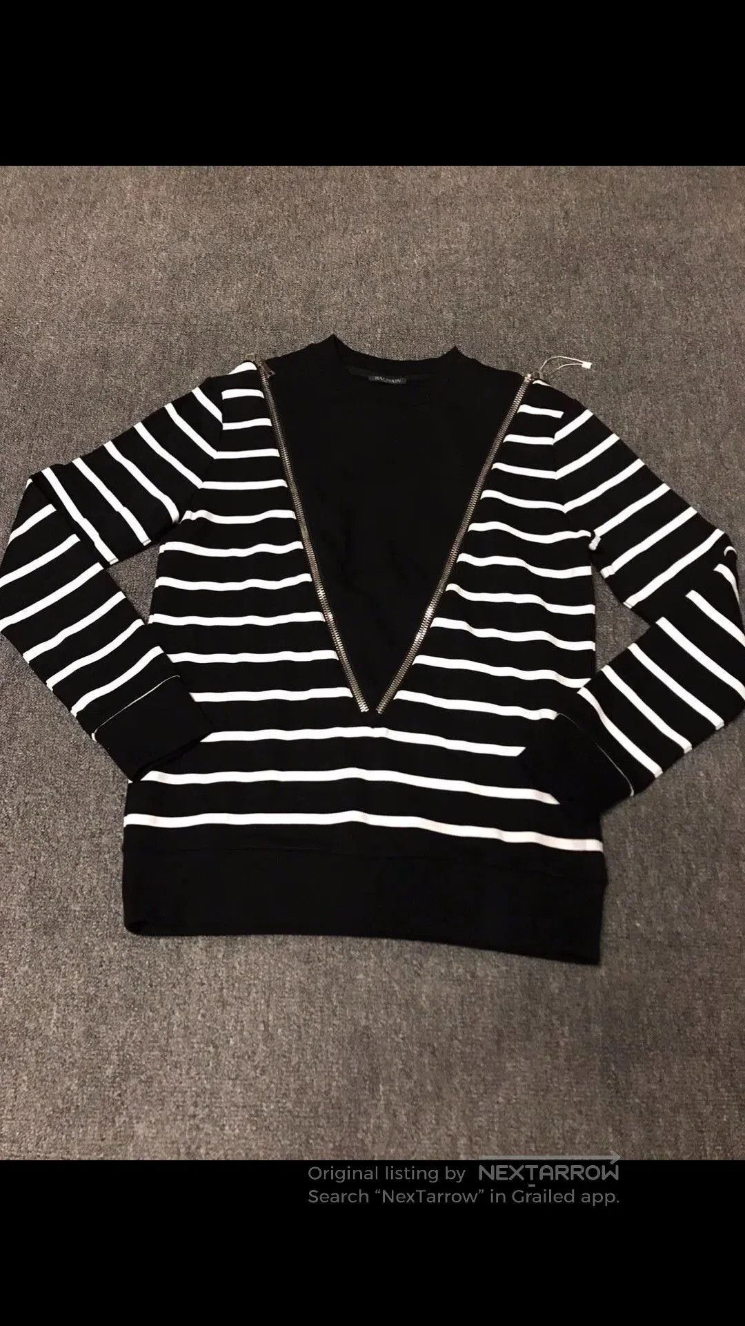 Balmain Black Striped Long Sleeve Shirt with Zipper Accents. Size US XL / EU 56 / 4 - 3 Thumbnail