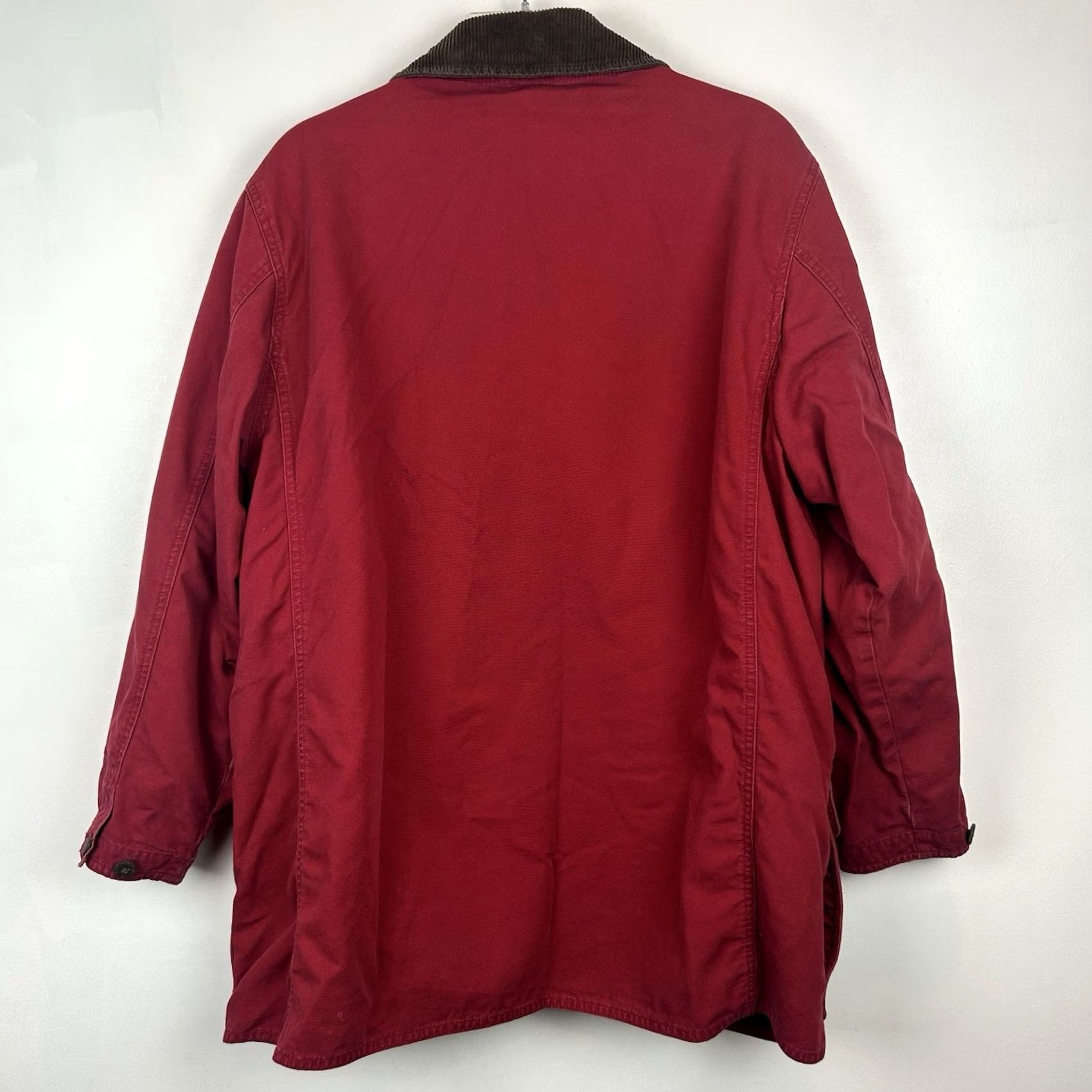Vintage Woolrich Coat Women Medium Red Corduroy Collar Blanket Stripe Fleece Lining Overcoat Size M / US 6-8 / IT 42-44 - 2 Thumbnail