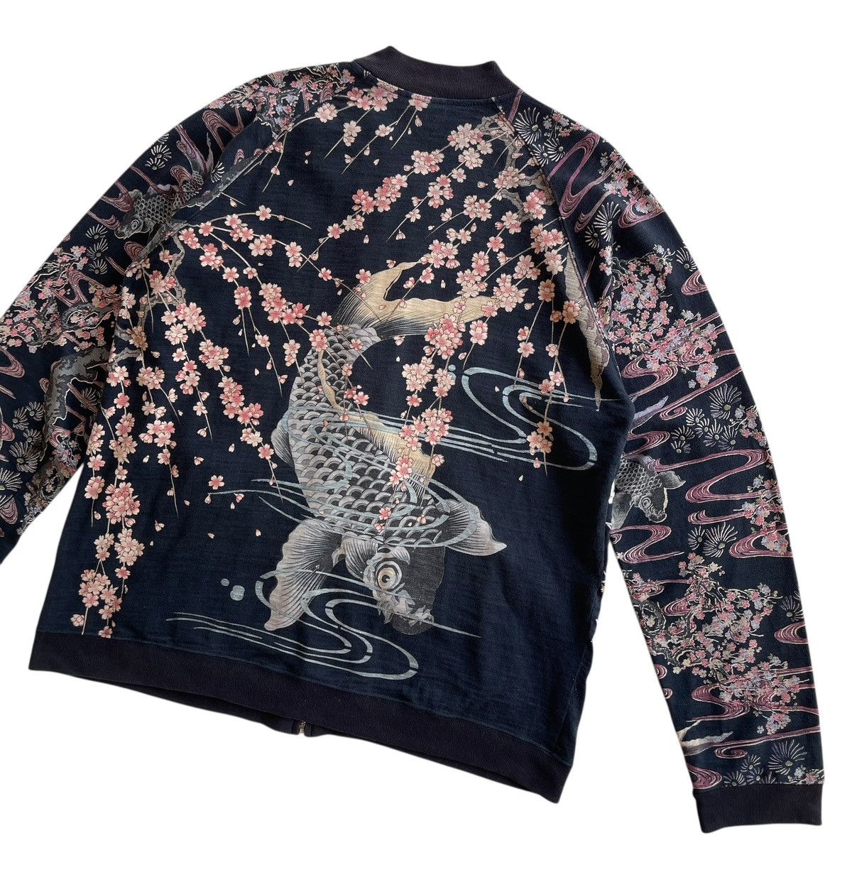 Japanese Brand Japanese Clasic Scrip Sukajan Embroidery Blossom Fish Motif Size US L / EU 52-54 / 3 - 8 Thumbnail