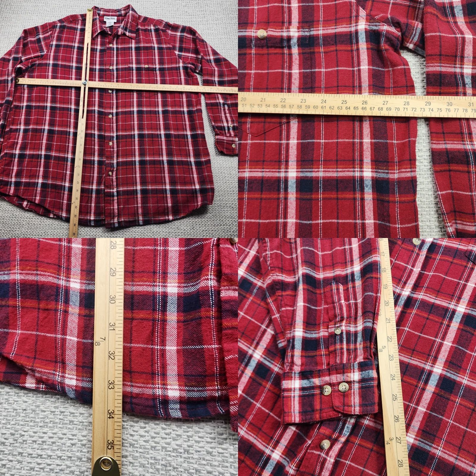 Vintage KingSize Flannel Shirt Mens 2XL Tall Long Sleeve Button Up Casual Workwear Size US XXL / EU 58 / 5 - 8 Thumbnail