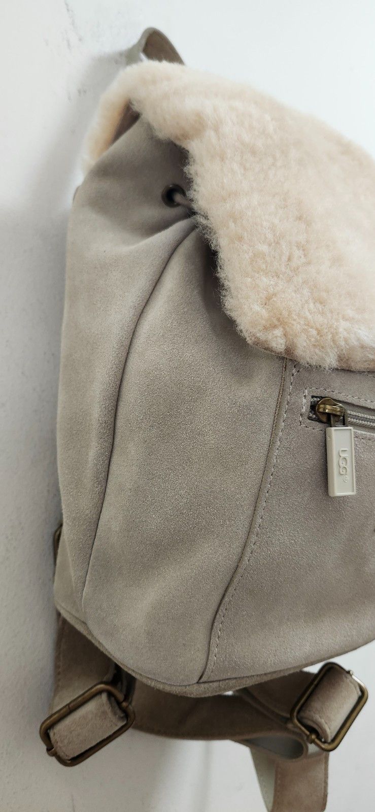 Women's UGG AUSTRALIA beige Suede Shearling Mini Backpack