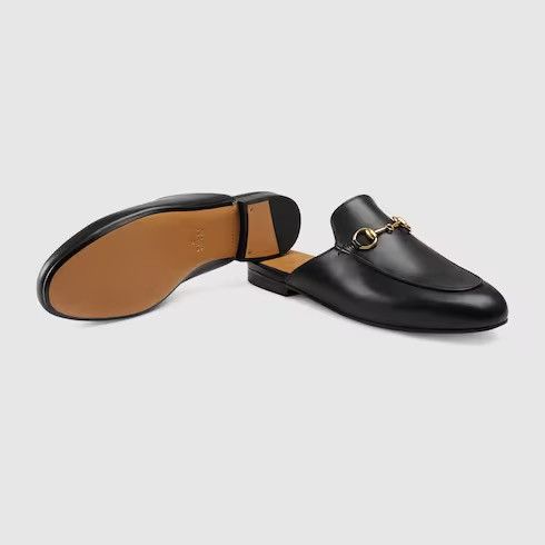 image of Gucci Princetown Leather Slipper in Black, Women's (Size 7)