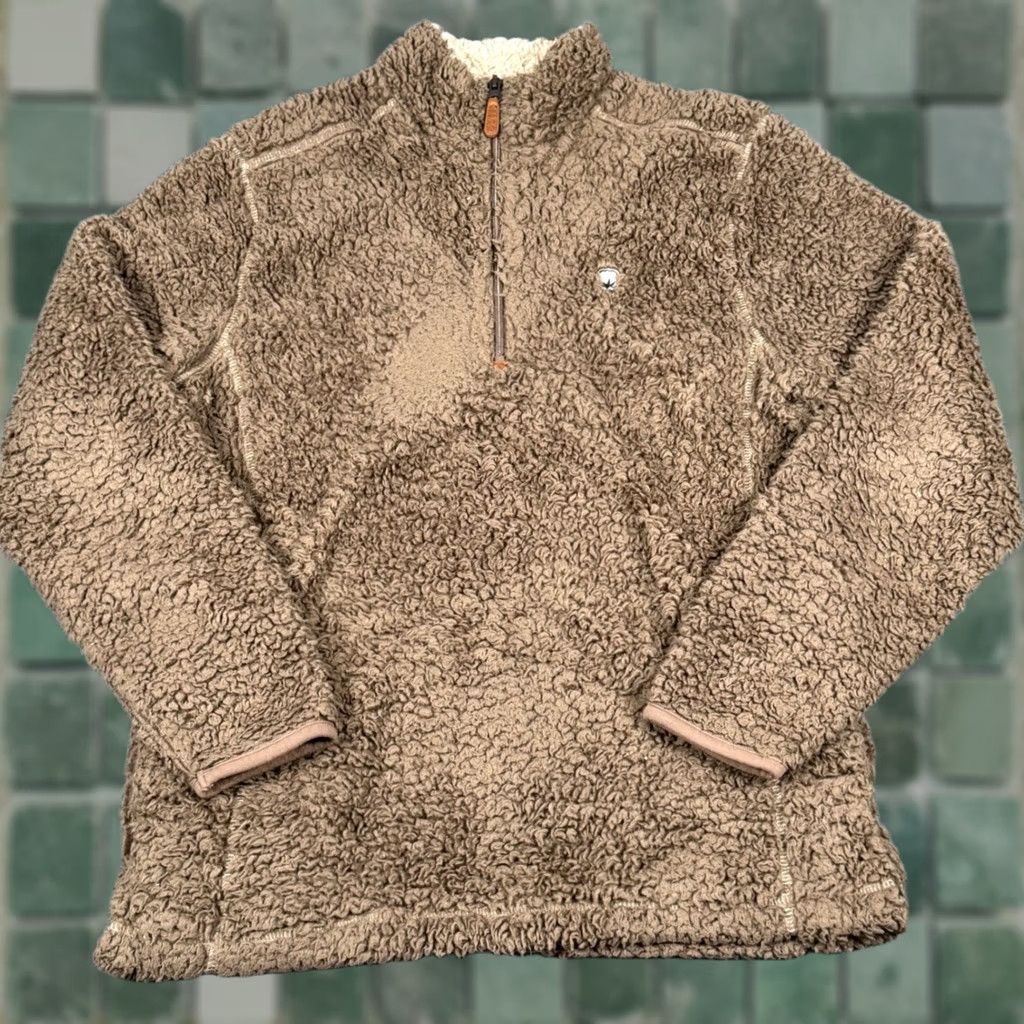 Vintage Sherpa Quarter Zip Fleece Pullover Small Brown Pockets Fall Winterwear Cabincore Size S / US 4 / IT 40 - 1 Thumbnail