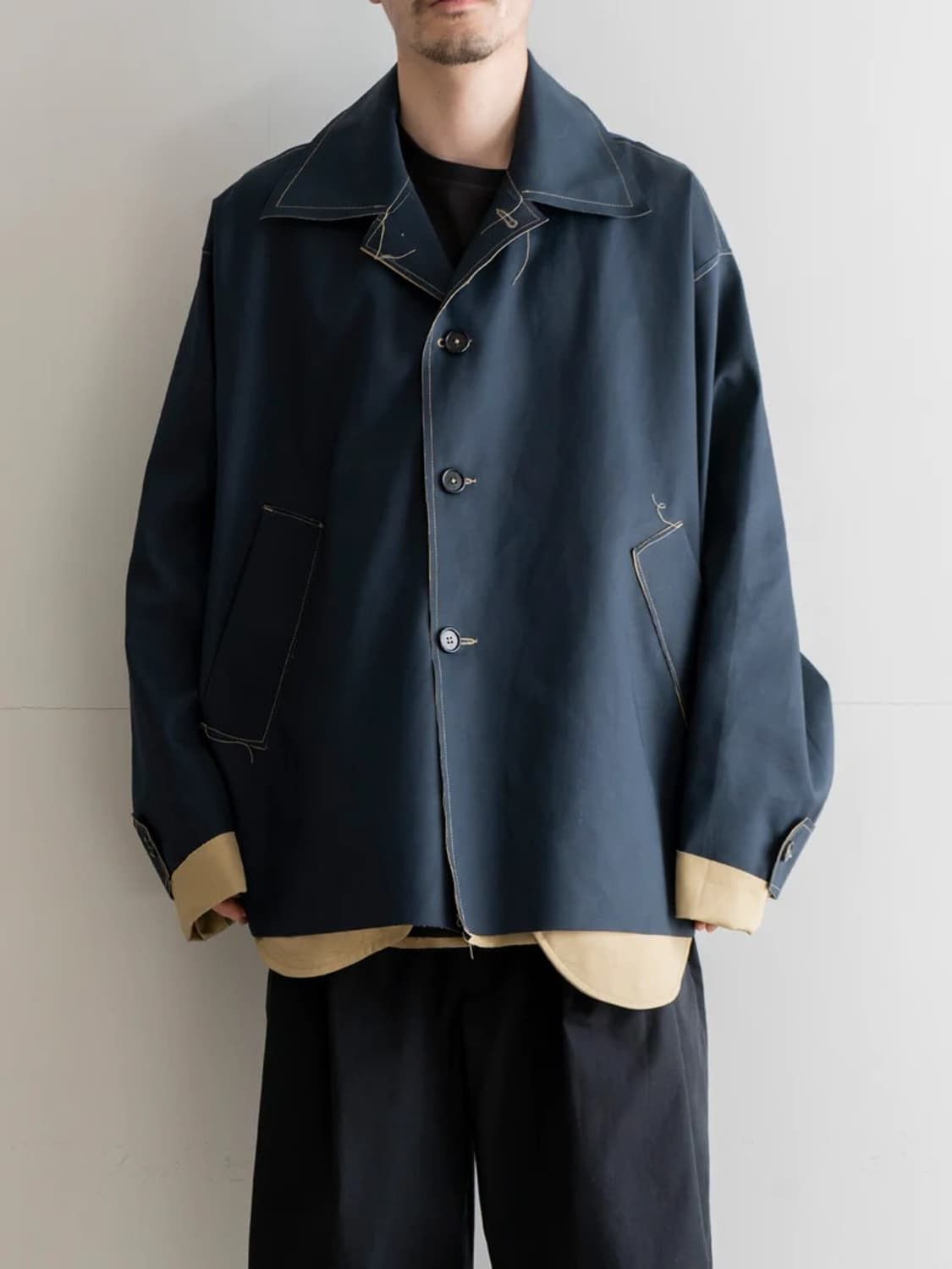 Camiel Fortgens (Final Drop) Oversized Mackintosh Navy/Sand | Grailed