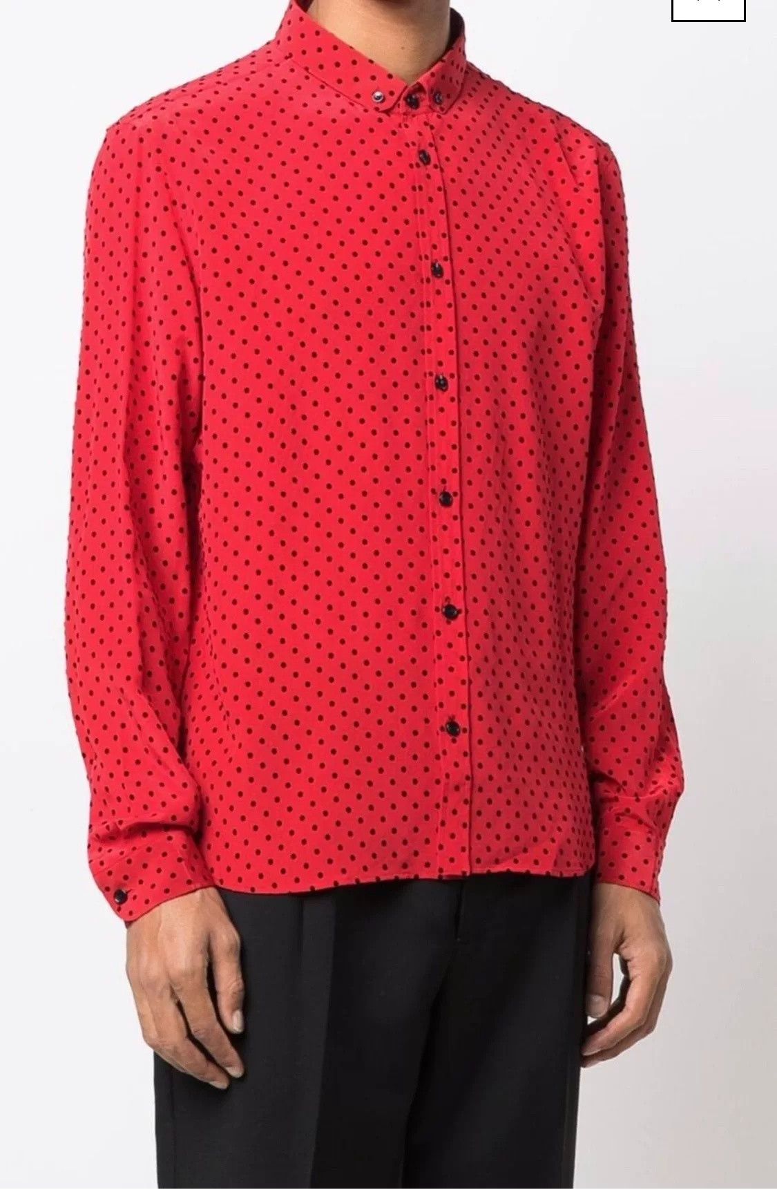 Saint Laurent Paris Saint Laurent Red Silk Polka Dot Shirt Size US XXS / EU 40 - 2 Thumbnail