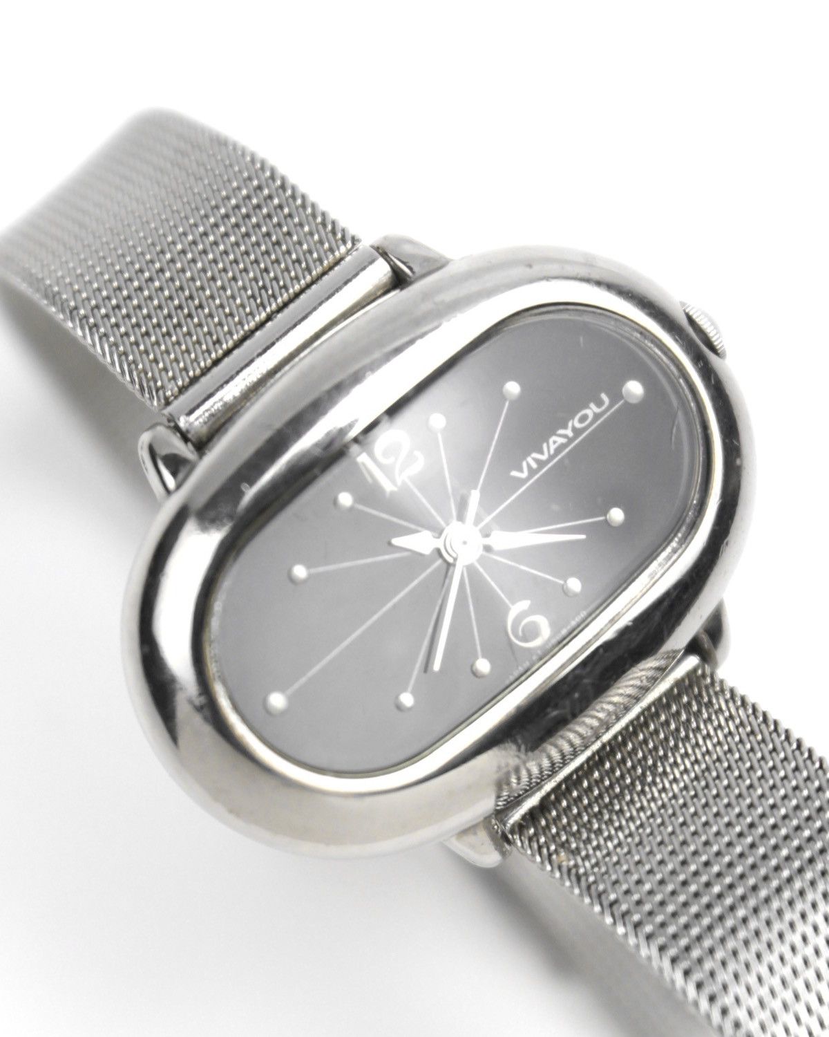 Hysteric Glamour 1990S ORIENT VIVAYOU BLACK OVAL SPACE AGE MESH STRAP WATCH Size ONE SIZE - 5 Thumbnail