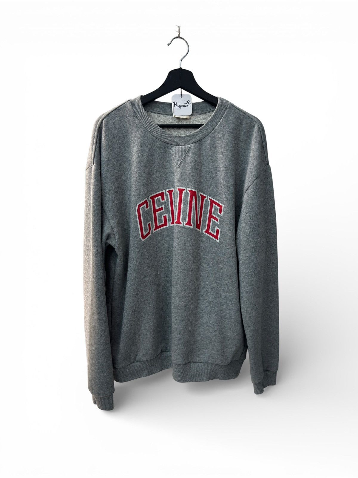 Celine Gray Red Arc Logo Crewneck