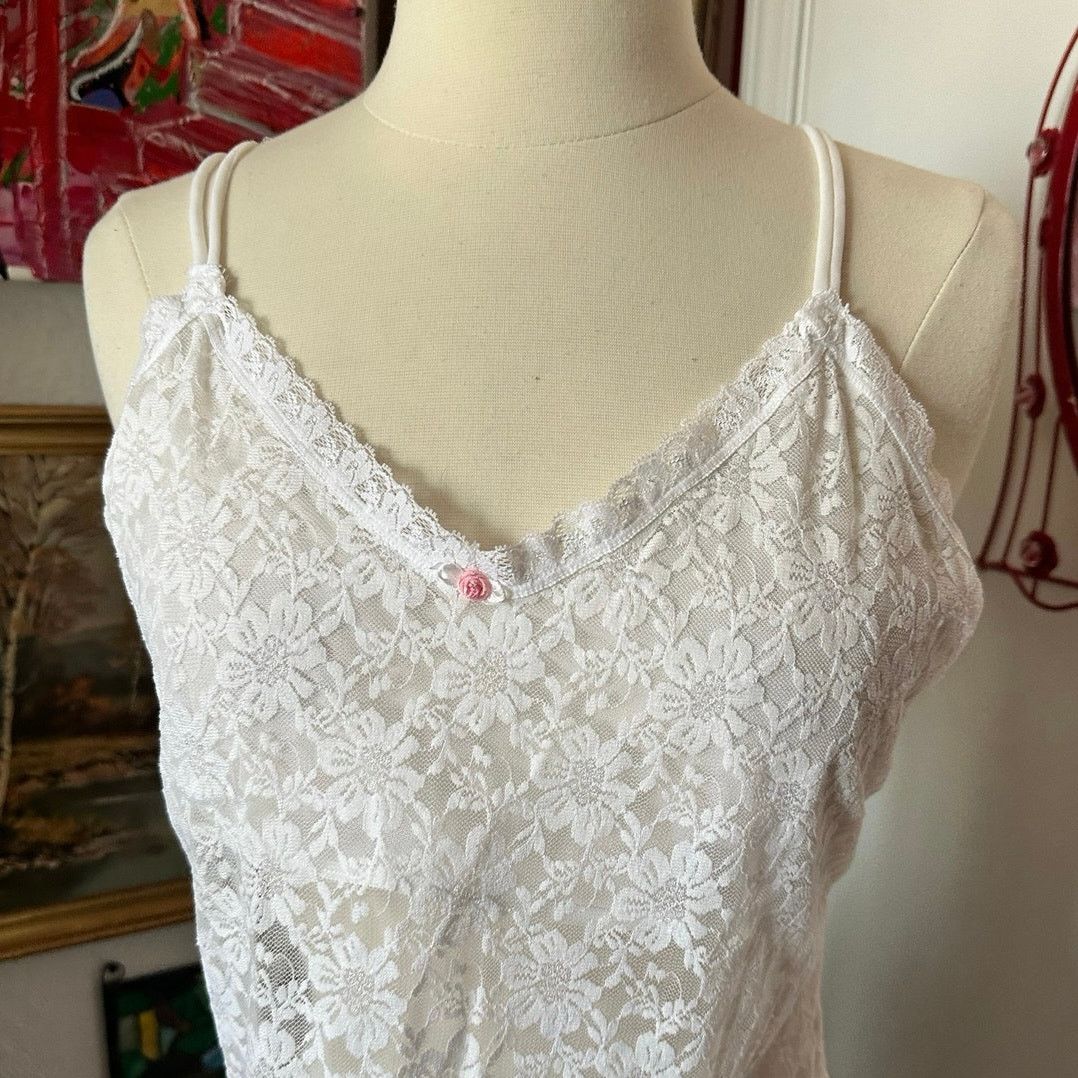 Other secret treasures white floral lace tank top Size L / US 10 / IT 46 - 2 Thumbnail