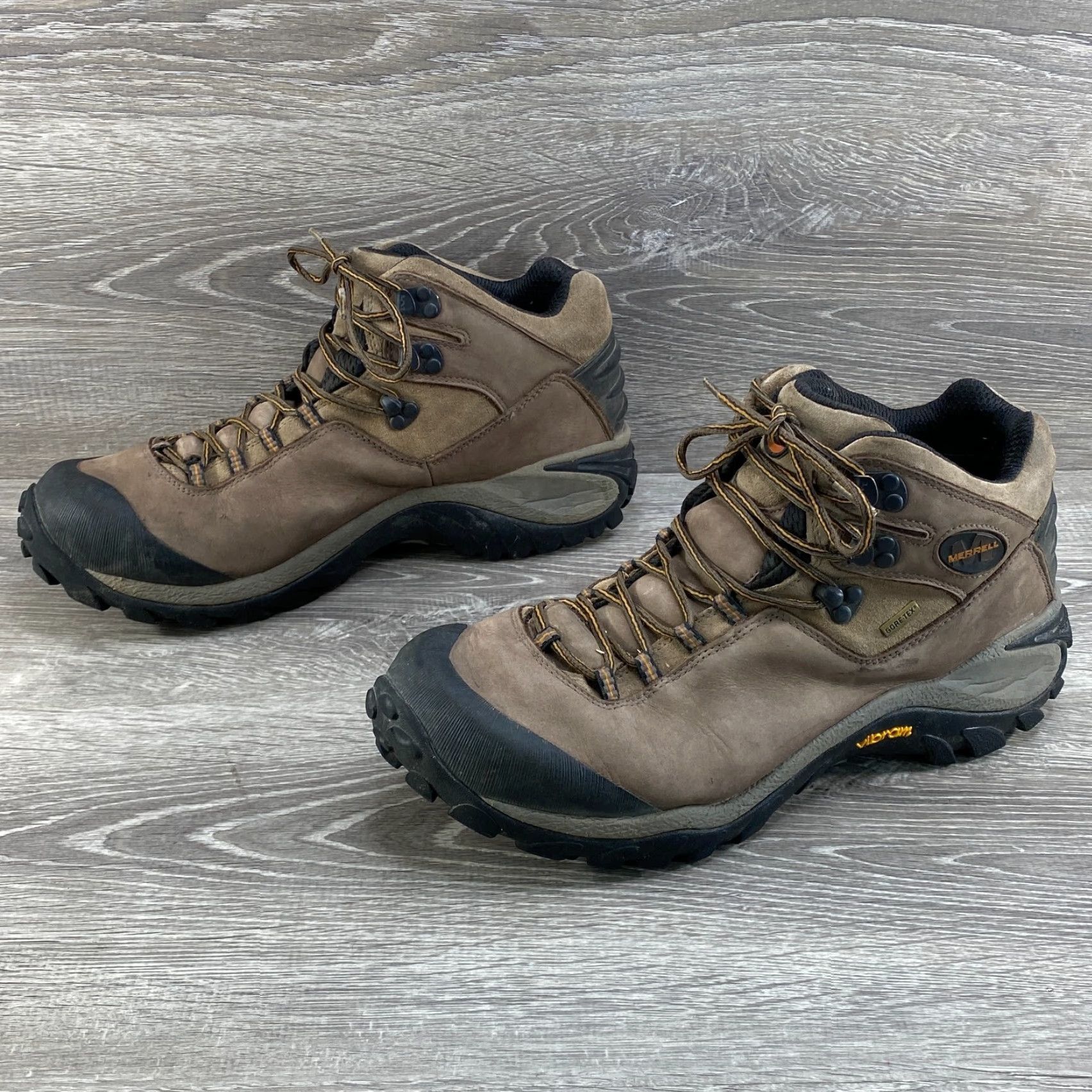 Merrell Merrell Mens Phaser Rush Brown Leather Hiking Boots Gore-Tex Vibram Sole Size US 12 / EU 45 - 5 Thumbnail