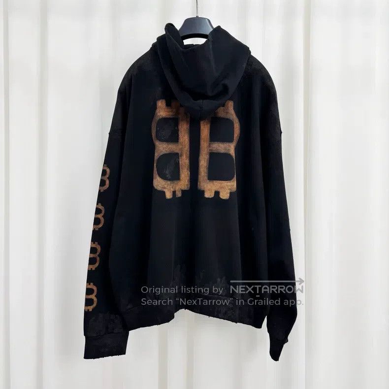 Balenciaga Balenciaga Bitcoin Distressed Print Letter Hoodie Size US S / EU 44-46 / 1 - 2 Thumbnail