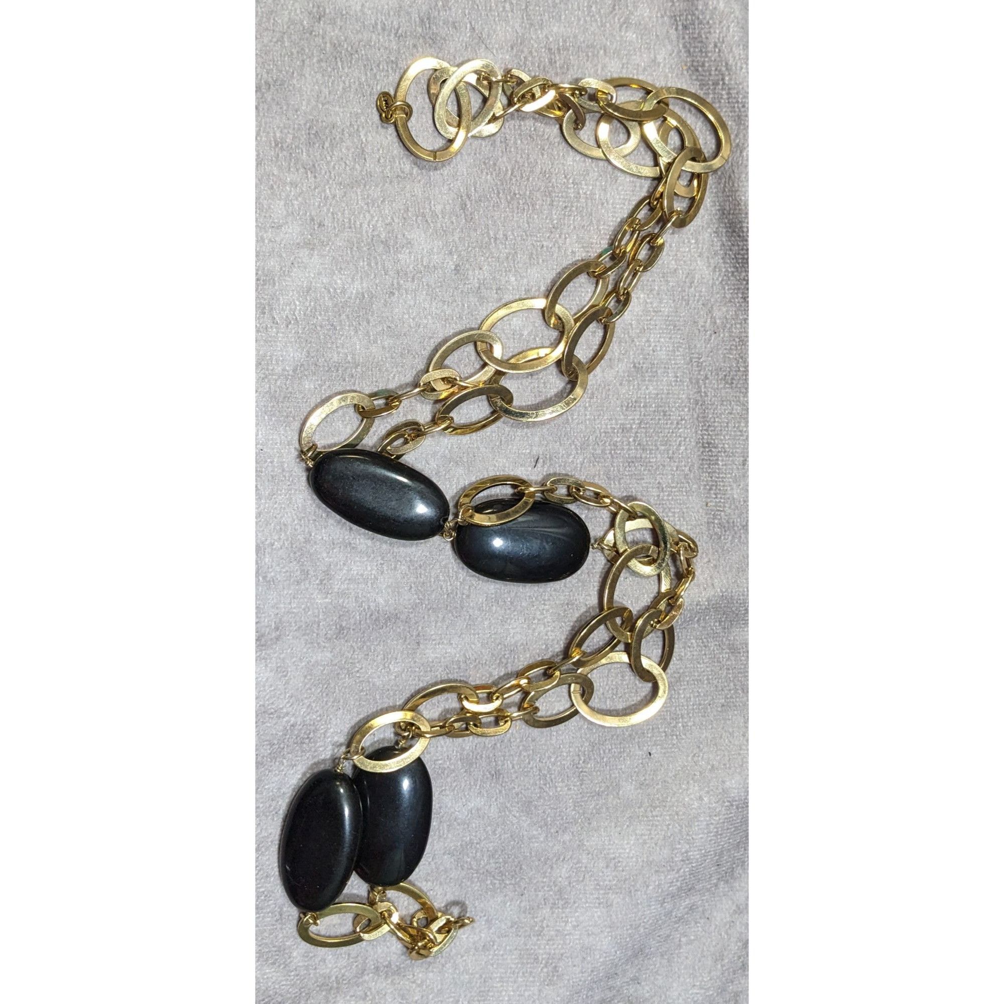 Monet Vintage Glam Monet Gold Tone Station Necklace With Black Bea Size ONE SIZE - 3 Thumbnail