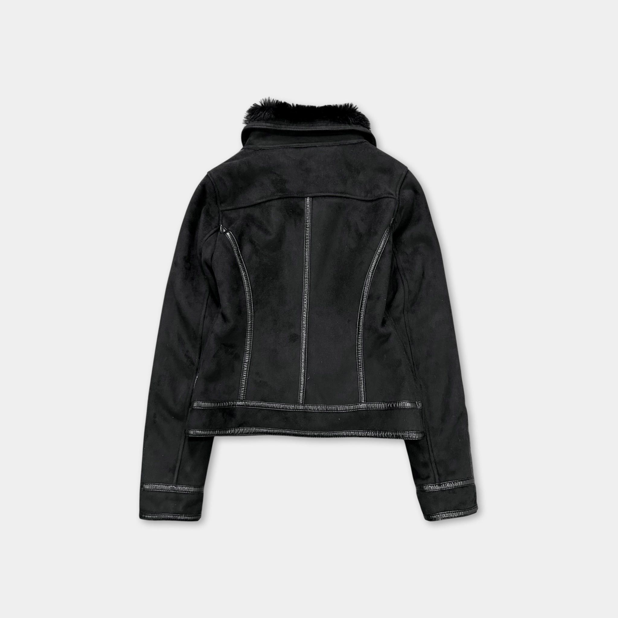 Armani Armani Jeans 2000's Black Faux Suede & Faux Fur Moto Jacket Size US S / EU 44-46 / 1 - 5 Thumbnail