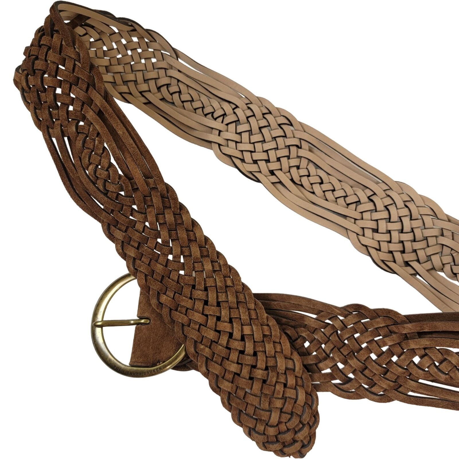 Polo Ralph Lauren Polo Ralph Lauren Woven Suede Leather Belt Brass Buckle Size ONE SIZE - 2 Thumbnail