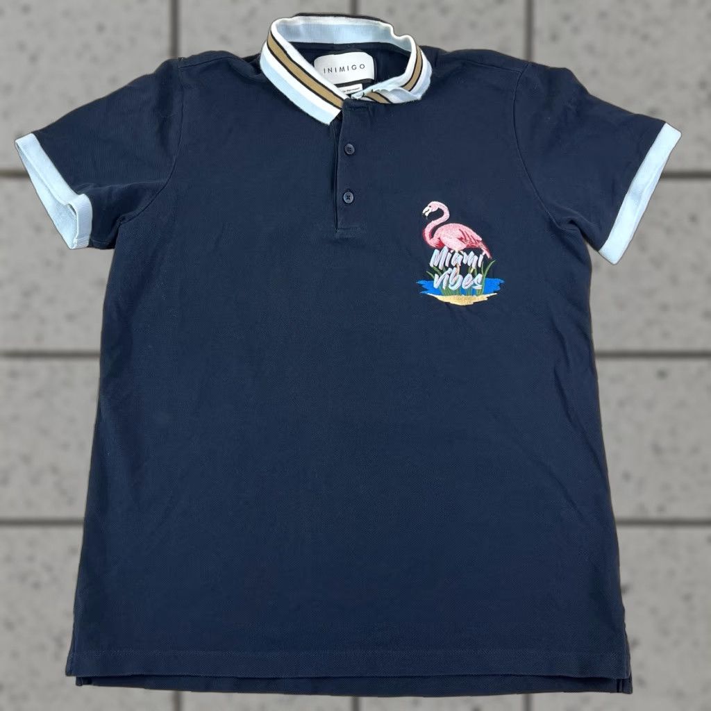 Vintage Mens Flamingo Miami Vibes Polo Blue Shirt Size M Medium Size US M / EU 48-50 / 2 - 1 Thumbnail