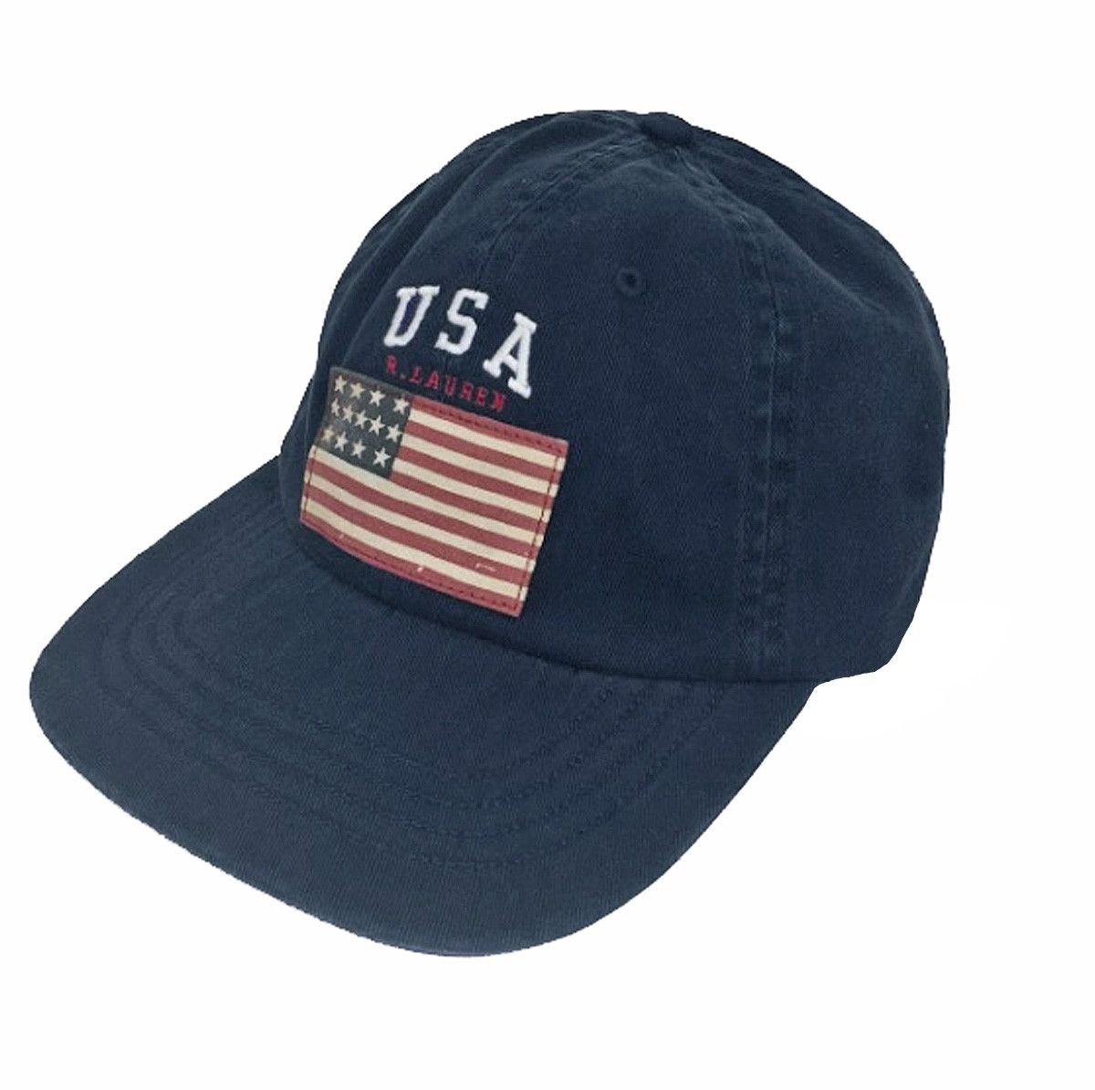 Polo Ralph Lauren NEW RARE Vintage Polo Ralph Lauren Baseball Hat US Flag Blue Size ONE SIZE - 1 Thumbnail