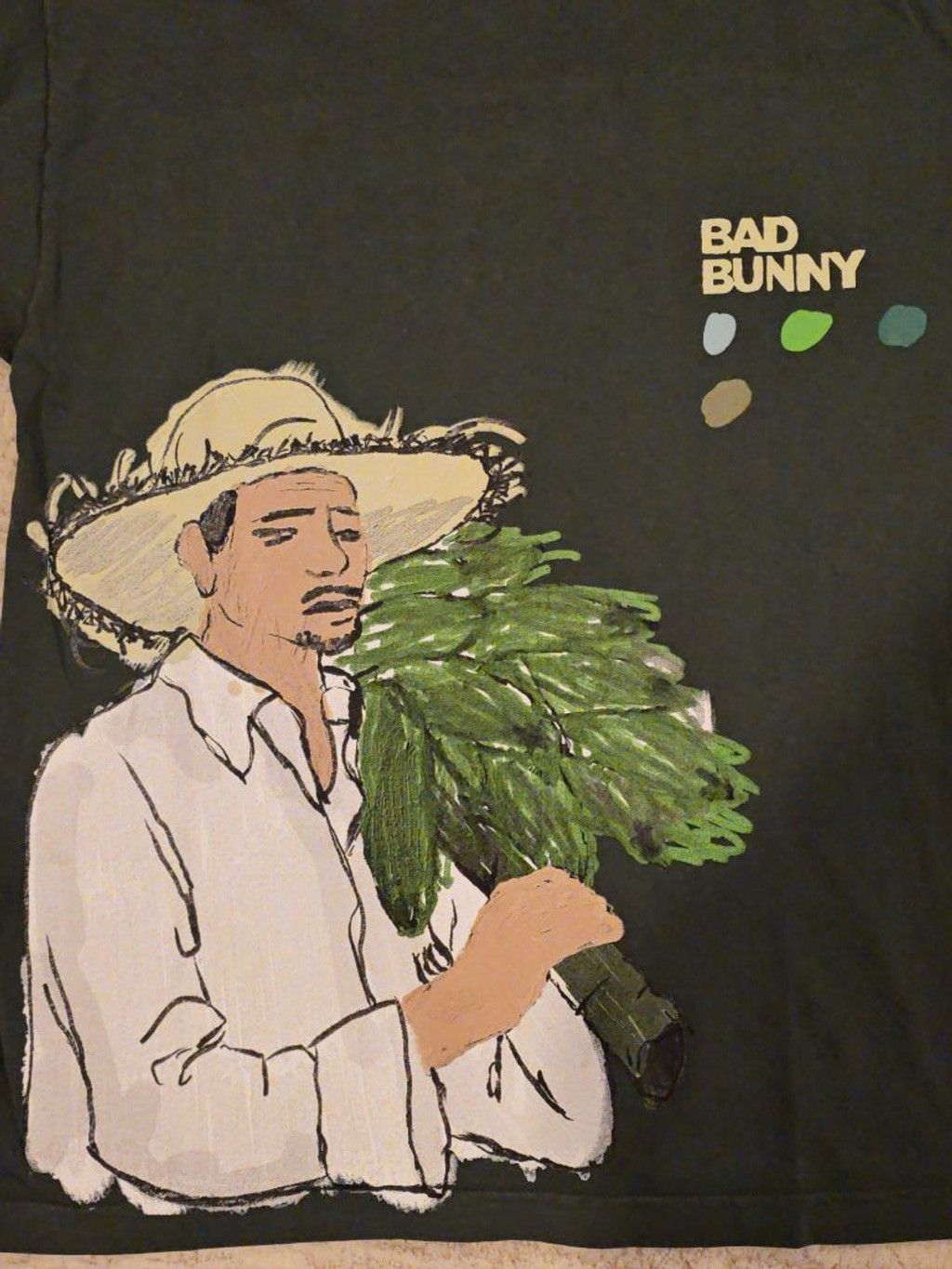 The Unbranded Brand Men's Unbranded Short Sleeve Tee Black Green Bad Bunny S Size US S / EU 44-46 / 1 - 3 Thumbnail