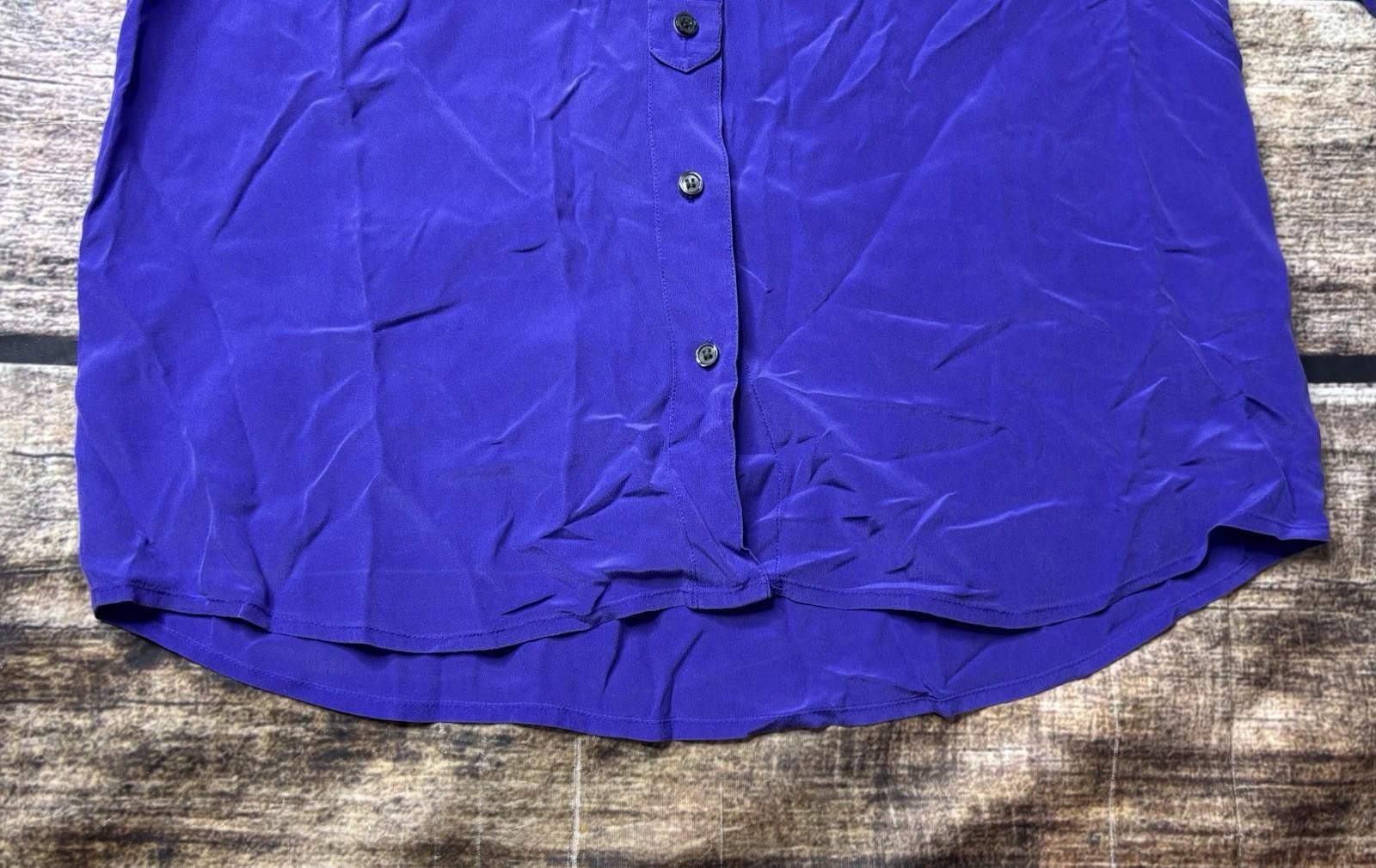 J.Crew J Crew Top Womens Medium Silk Satin Pockets Purple Button Up Size M / US 6-8 / IT 42-44 - 7 Thumbnail