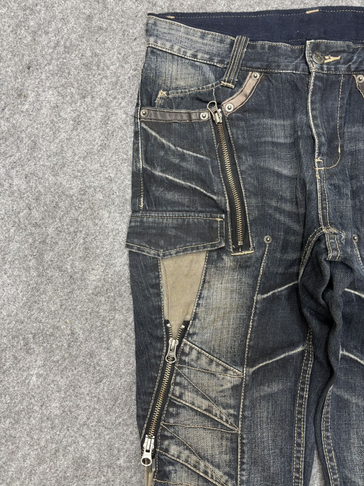 PPFM 💥Crazy Design💥PPFM Very Rare Zipper Biker Jeans F633 Size US 32 / EU 48 - 4 Thumbnail