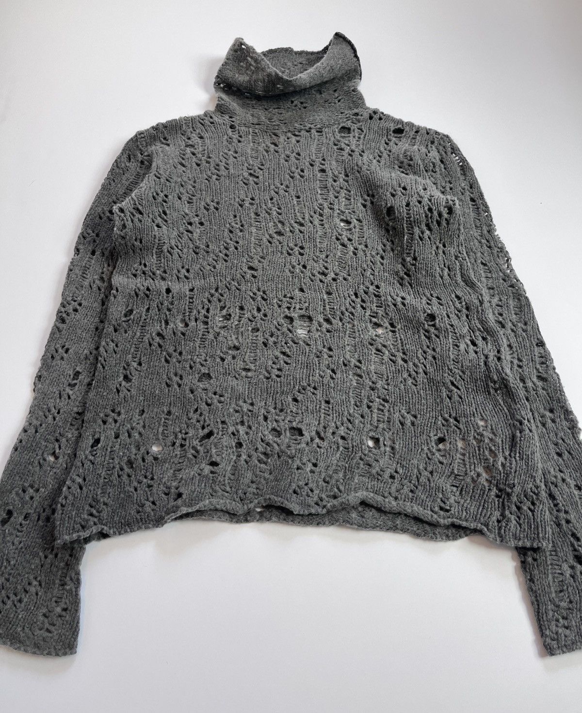Comme des Garcons × Junya Watanabe Junya Watanabe AW02’ high neck distressed grunge knit Size US M / EU 48-50 / 2 - 9 Thumbnail